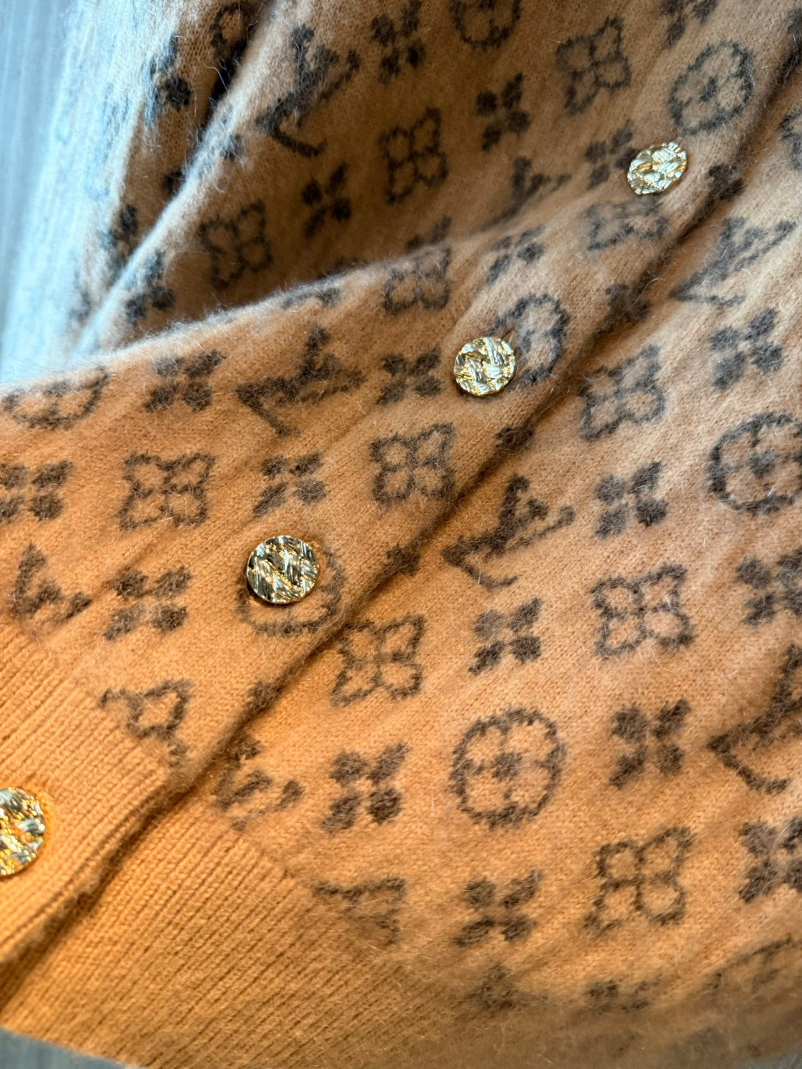Louis Vuitton Brushed Monogram Cardigan Cashmere Alpaca #333137