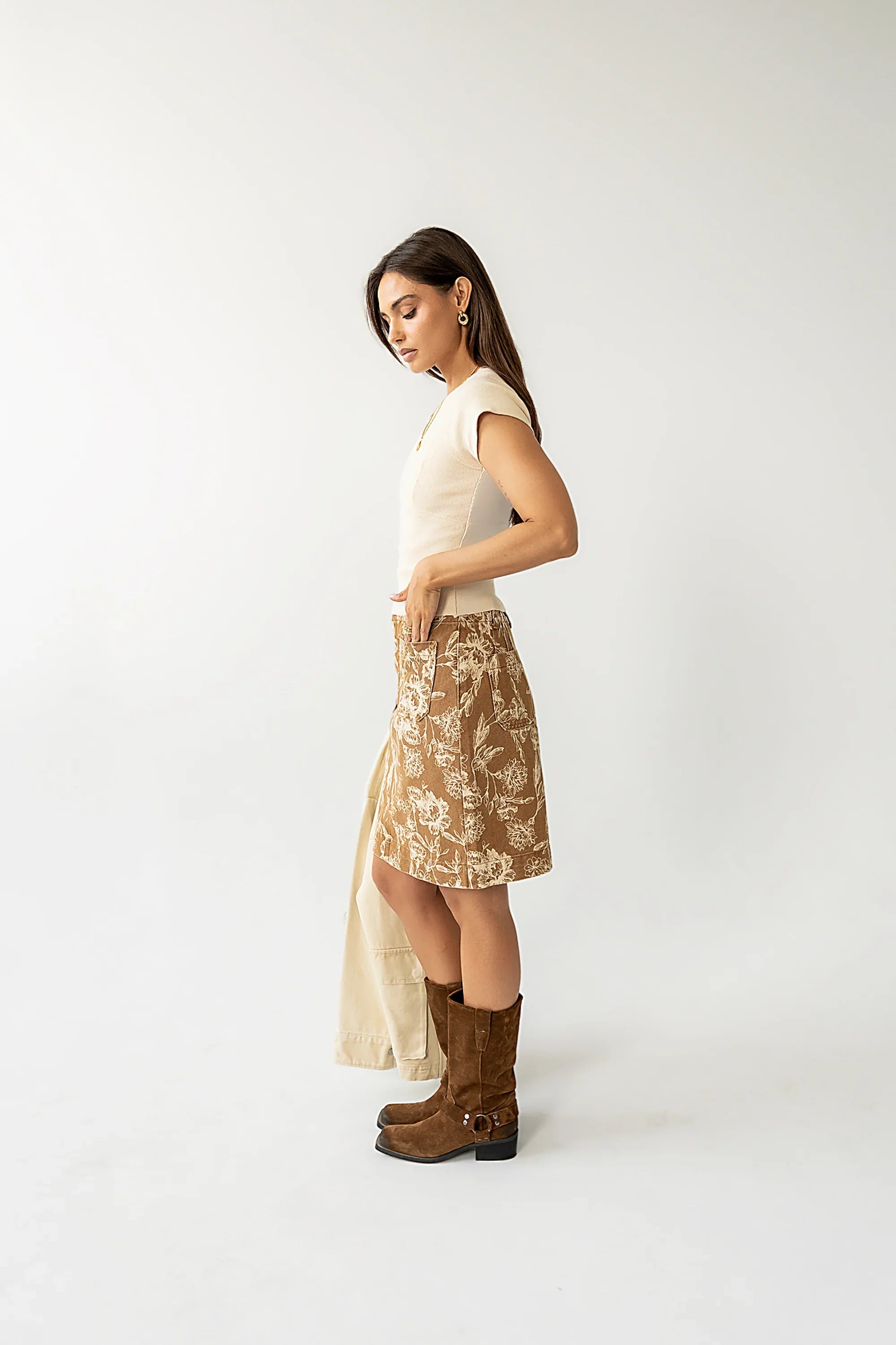 Millie Reverse Seam Top in Tan