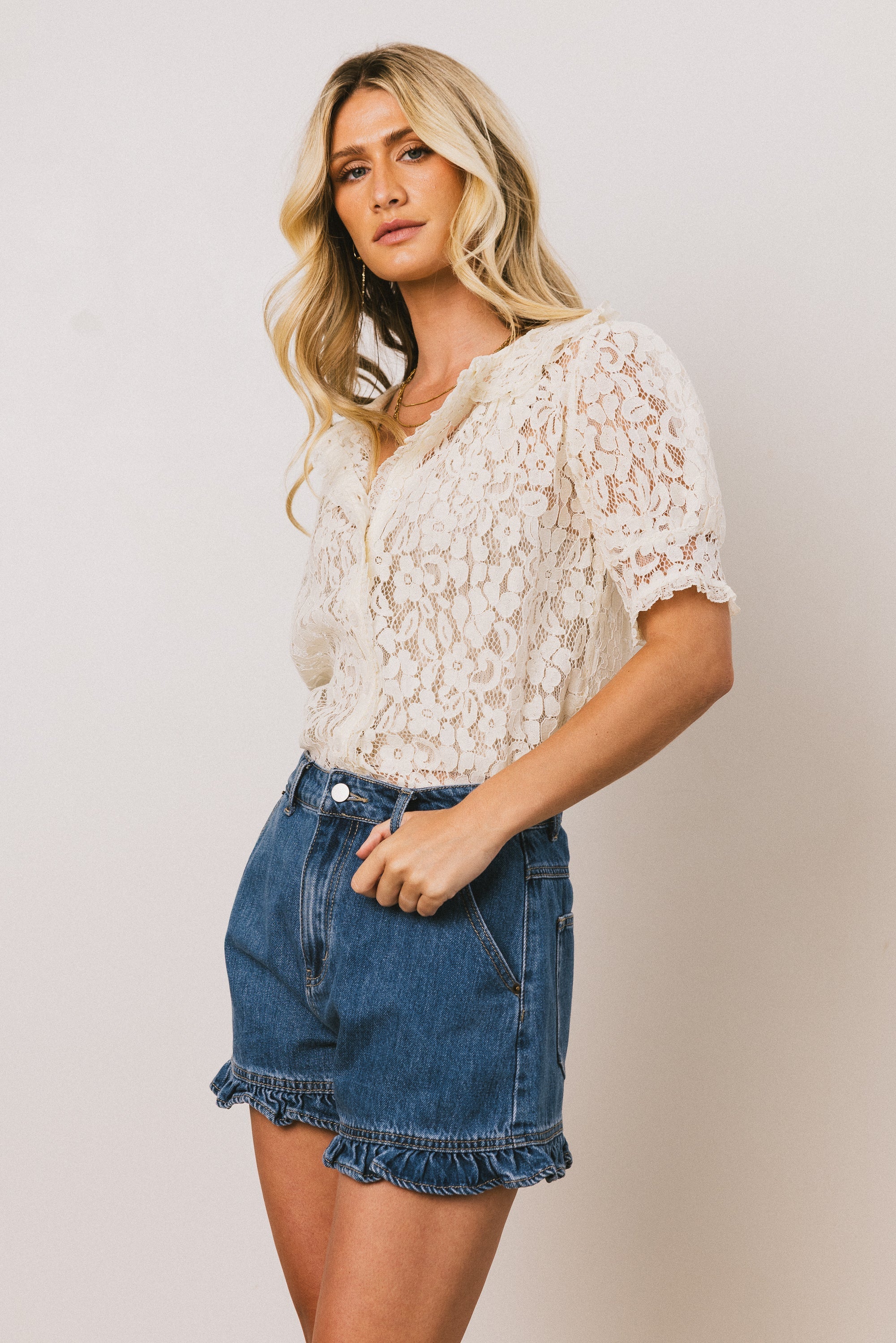 Mari Lace Blouse in Cream