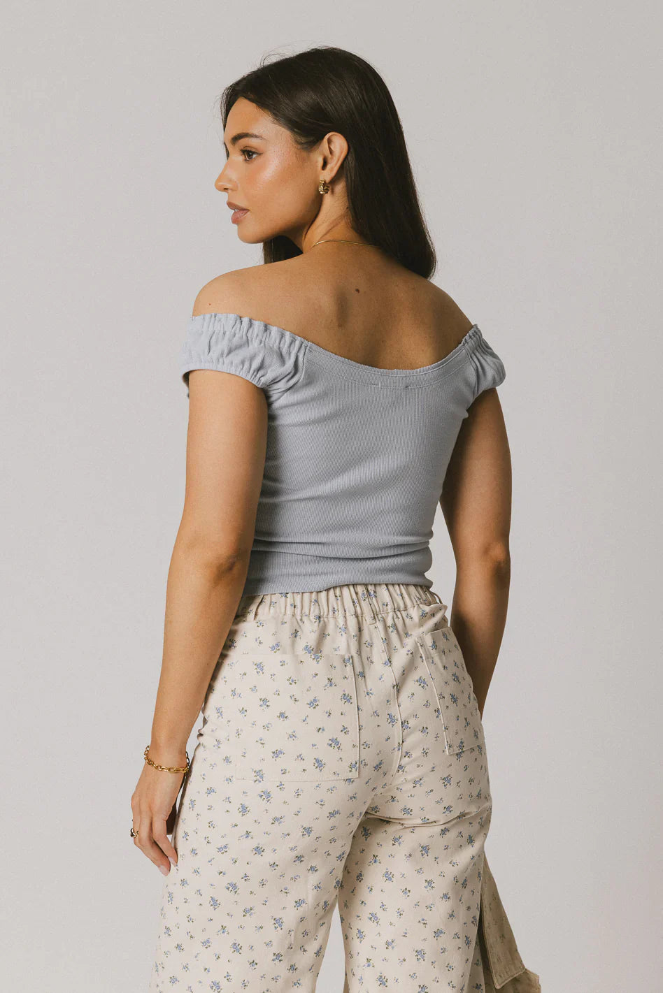 Ace Ribbed Top in Powder Blue