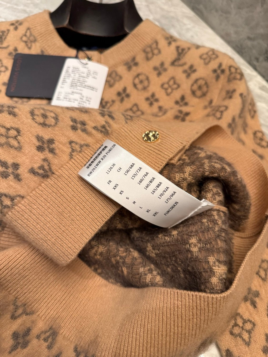 Louis Vuitton Brushed Monogram Cardigan Cashmere Alpaca #333137