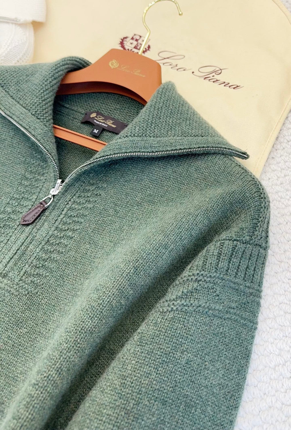 Loro Piana Carezza Sweater Cashmere Green Kelp Melange #336654