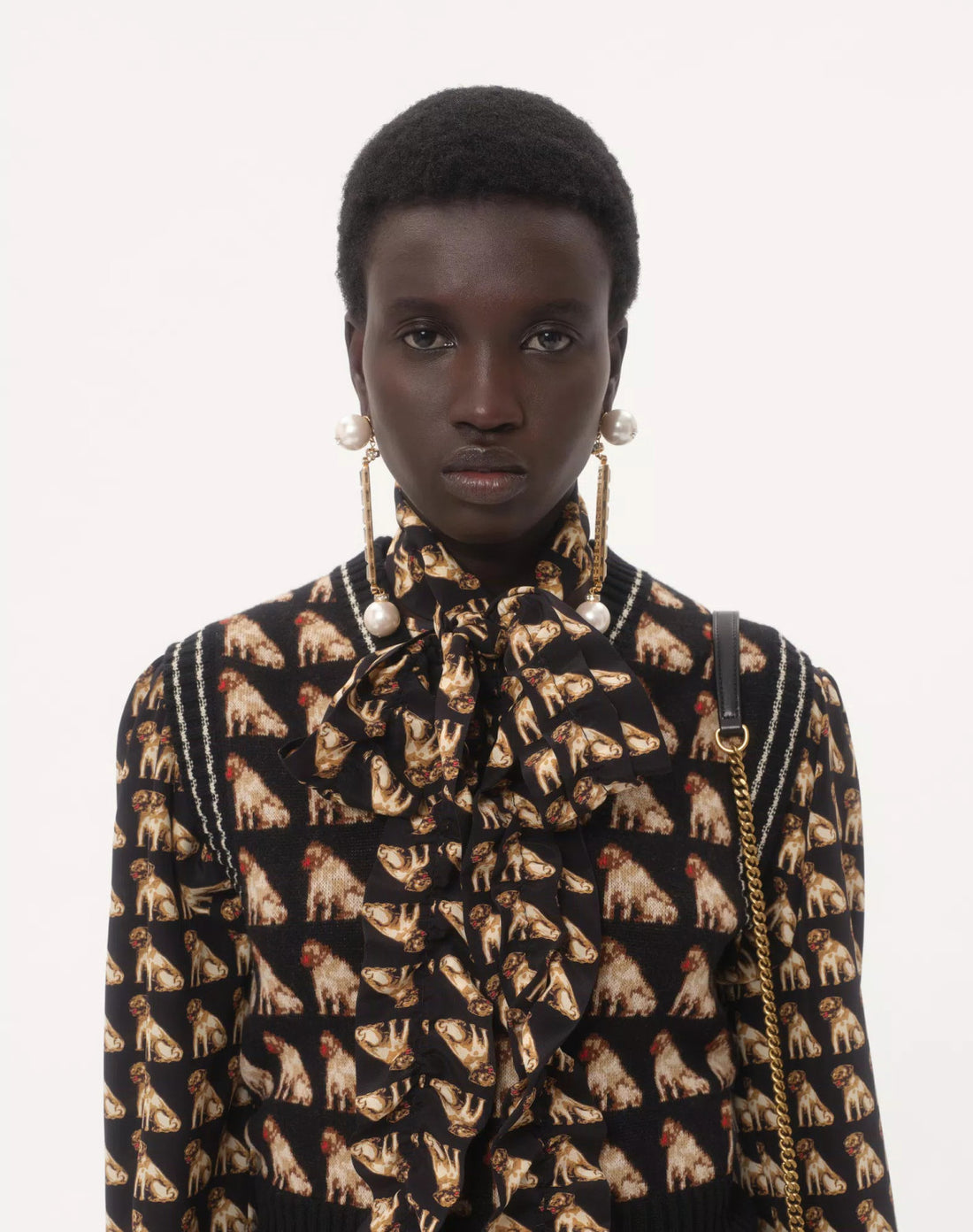 Valentino Women's Silk Spring/Fall Long-Sleeve Fitted Crepe De Shirt With Petit Charles Print Ngvp #2386