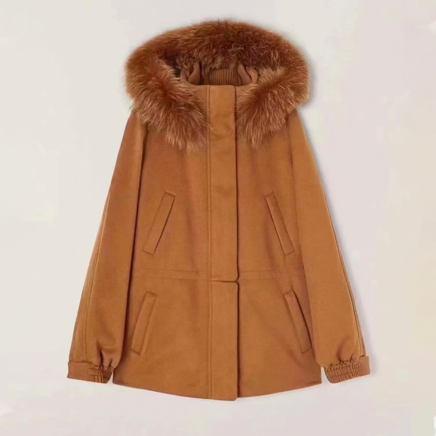 Loro Piana Lcery Short Women's Ski Jacket Furry Collar Warm Fashion Long Sleeve Jacket Elegant Temperament Loose Casual Coat  Ngvp #2418