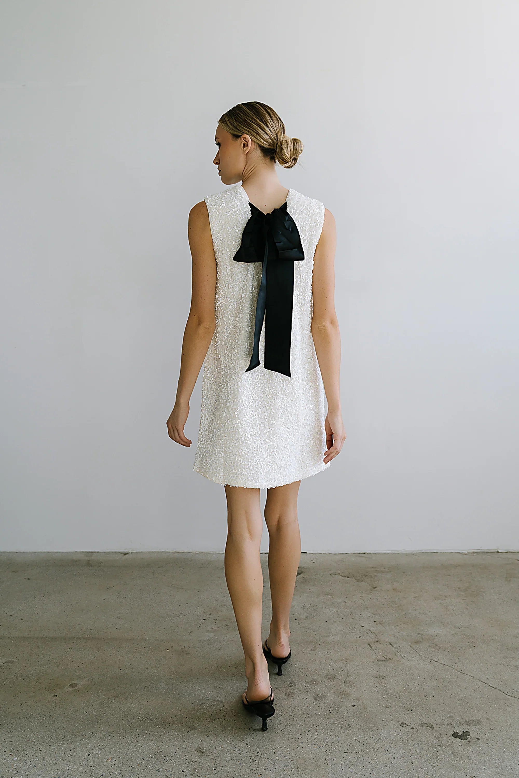 Bessie Sequin Mini Dress in Cream