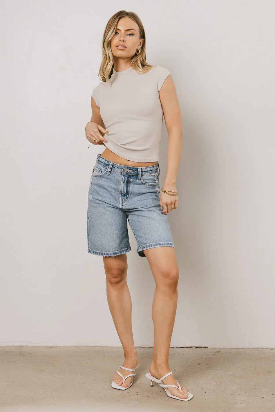 Noel Mock Neck Top in Fog