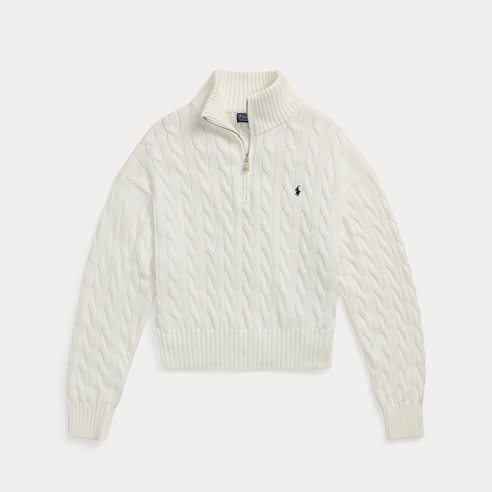 Ralph Lauren Cable-Knit Cotton Quarter Zip Jumper Women #375944