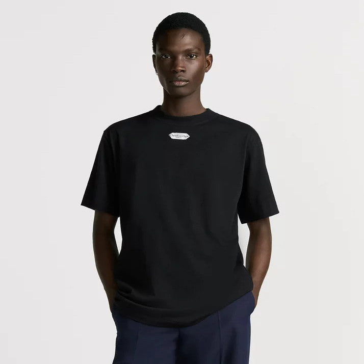 Dior Men's And Women's Summer Fashion Casual Solid Color Crew Neck Loose Fit Cotton Plain Weave Knit Short Sleeve T-Shirt #78564