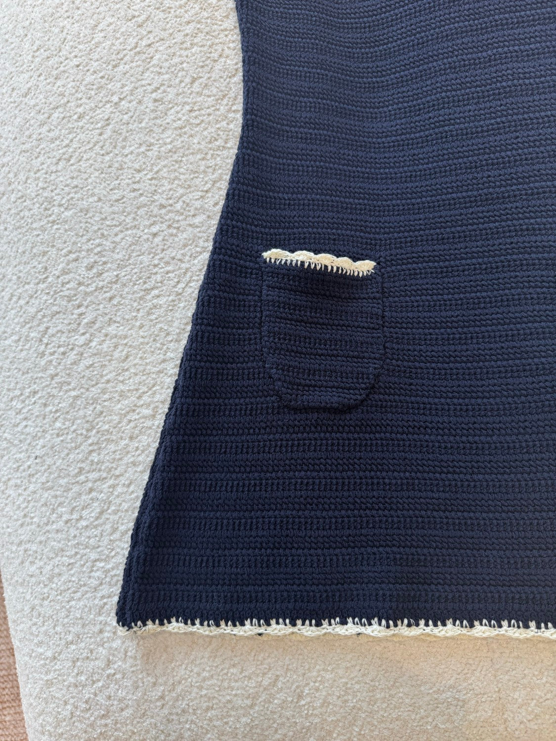 Celine Women's Summer Fashion Casual Solid Color Square Neckline Patch Pocket Sleeveless Logo Handmade Crochet Mini Dress #79292