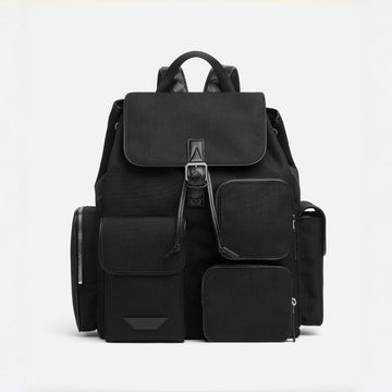Bottega Veneta Crossroad Multi-Pocket Nylon Backpack Woven Leather Adjustable Straps #333014