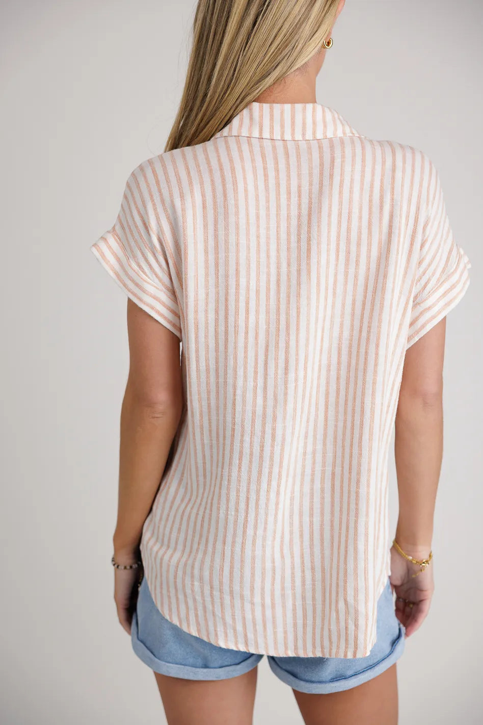 Marie Striped Button Up in Orange