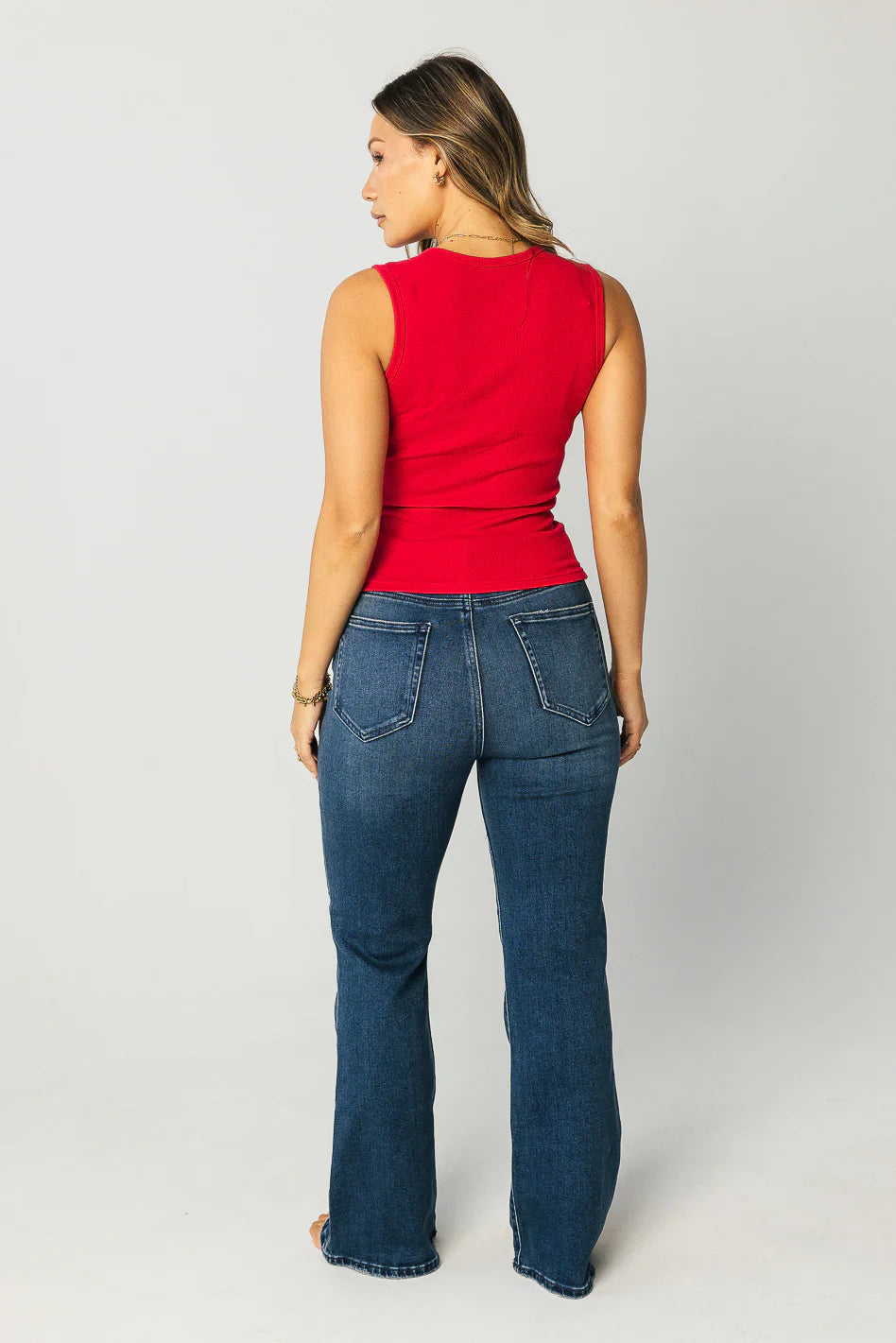 Lucas Button Up Tank Top in Red