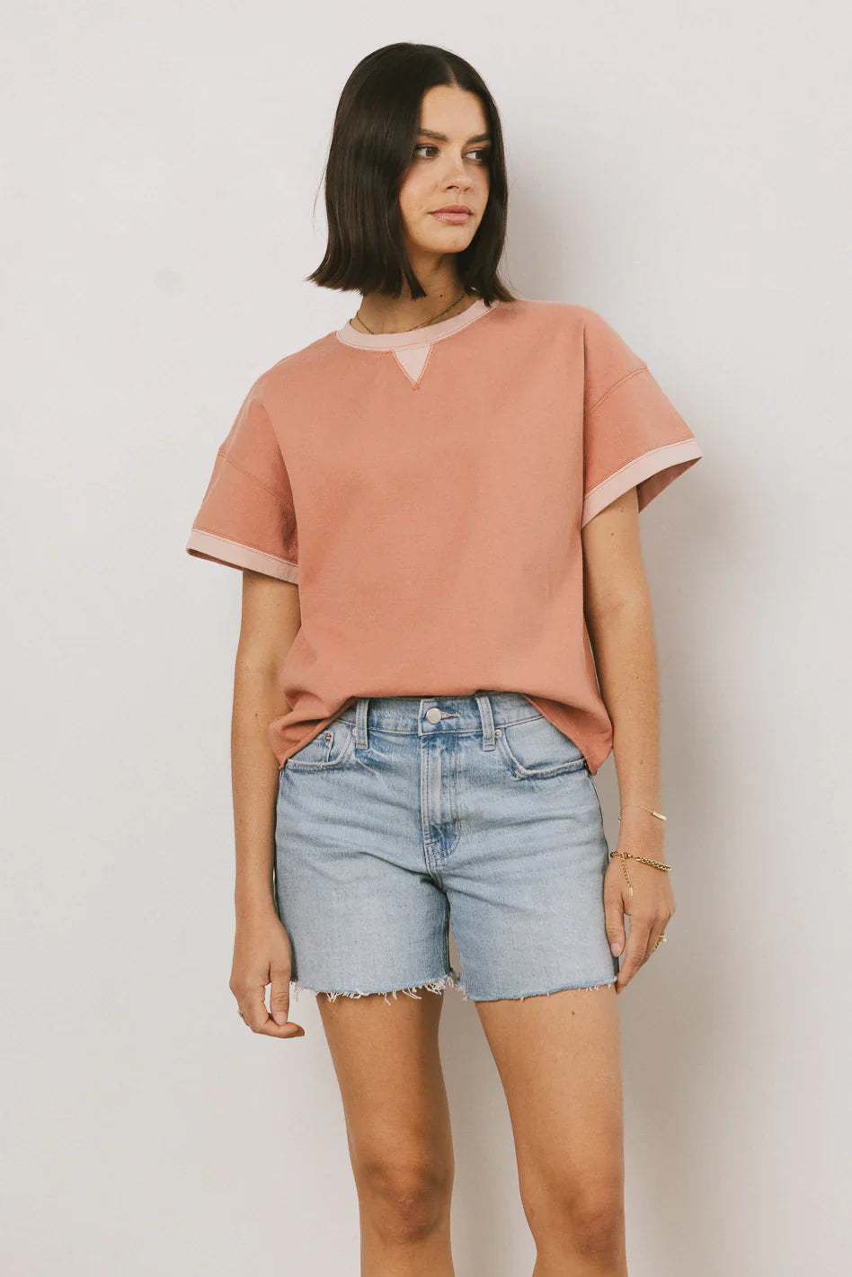 Jace Contrast Tee in Clay