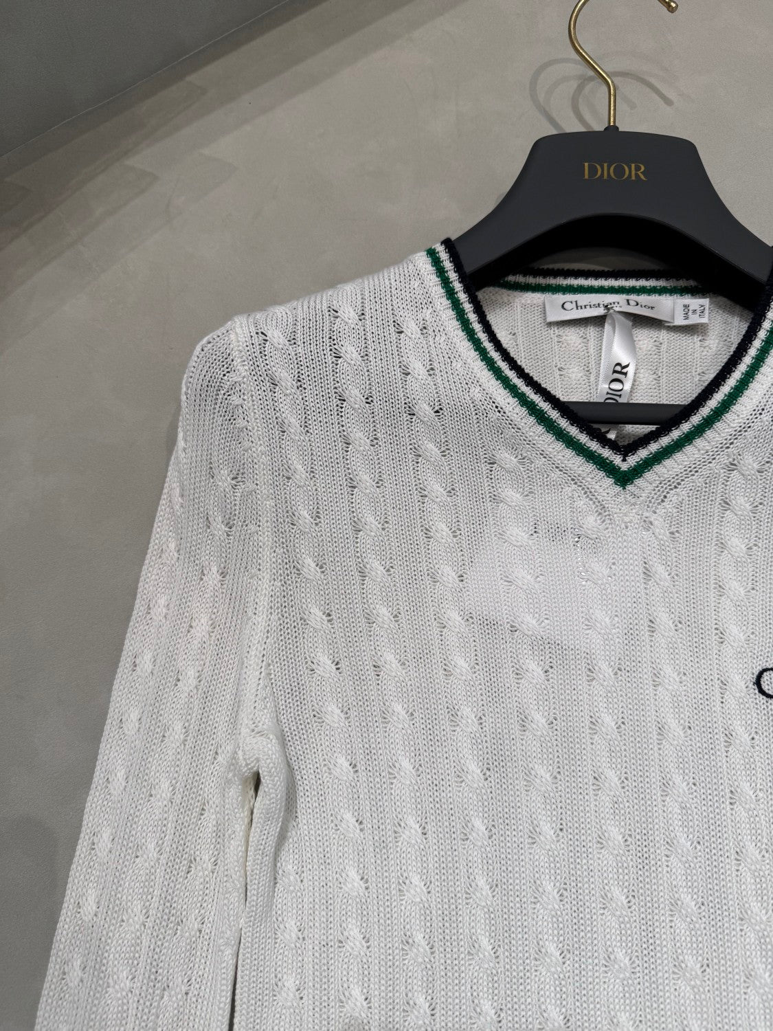 Dior Women's Fall And Winter Vibe Knit Sweater White Vintage Embroidery Knitted Sweater Fashion Casual Thin Sweater #81638