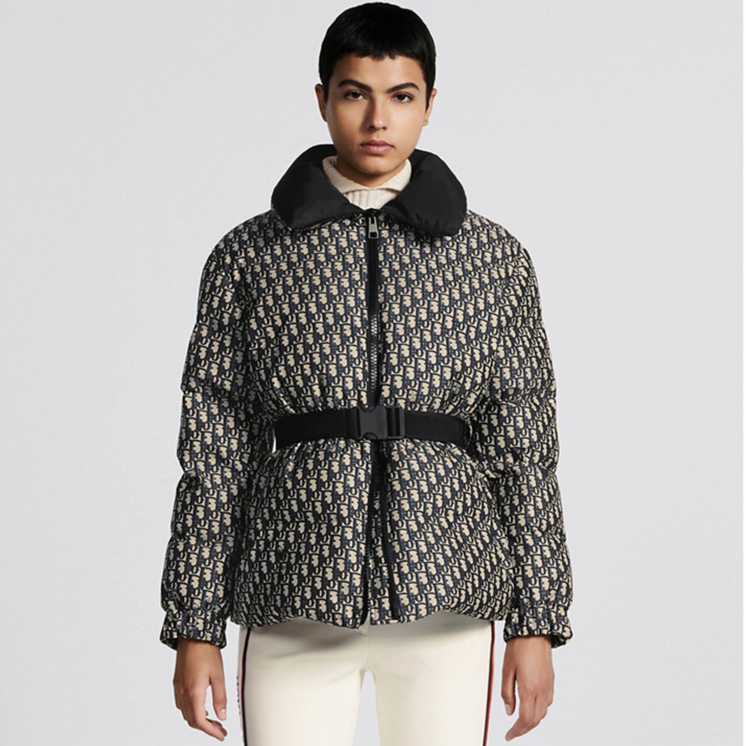 Dior DiorAlps Women's Winter Fashion Casual Twill Print Belted High-Neck Zipper Cotton Jacket #78982