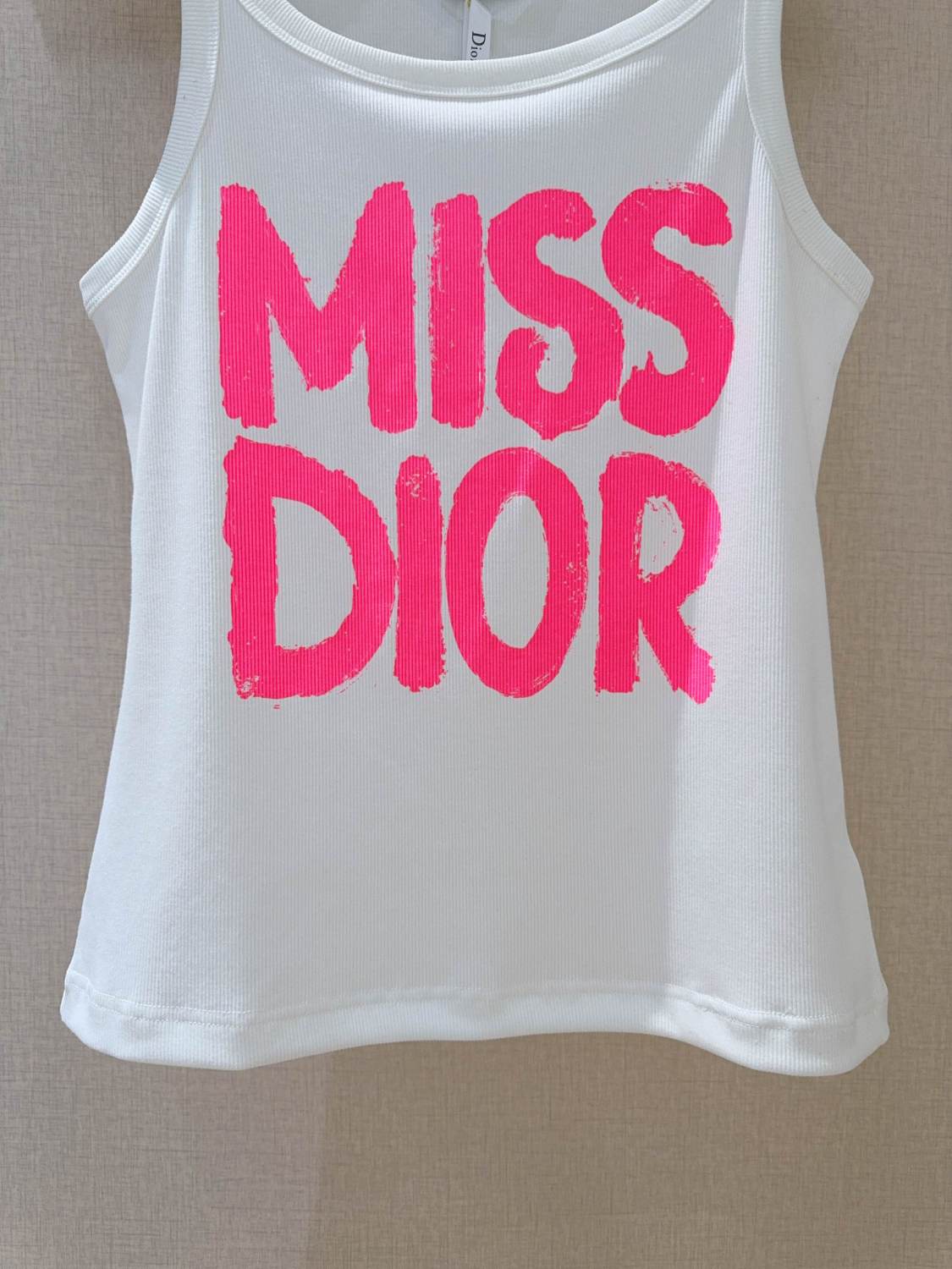 Dior Women's Summer Fashion Casual Crew Neck Pullover Sleeveless Tank Top with Hand-Painted Print and Letter Embellishments Vest #78786