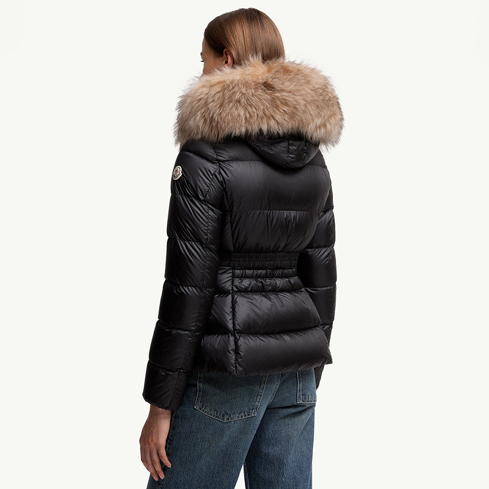 Moncler Black Beige Boed Hooded Shearling Trimmed Short Down Jacket Short Down Jackets #293421