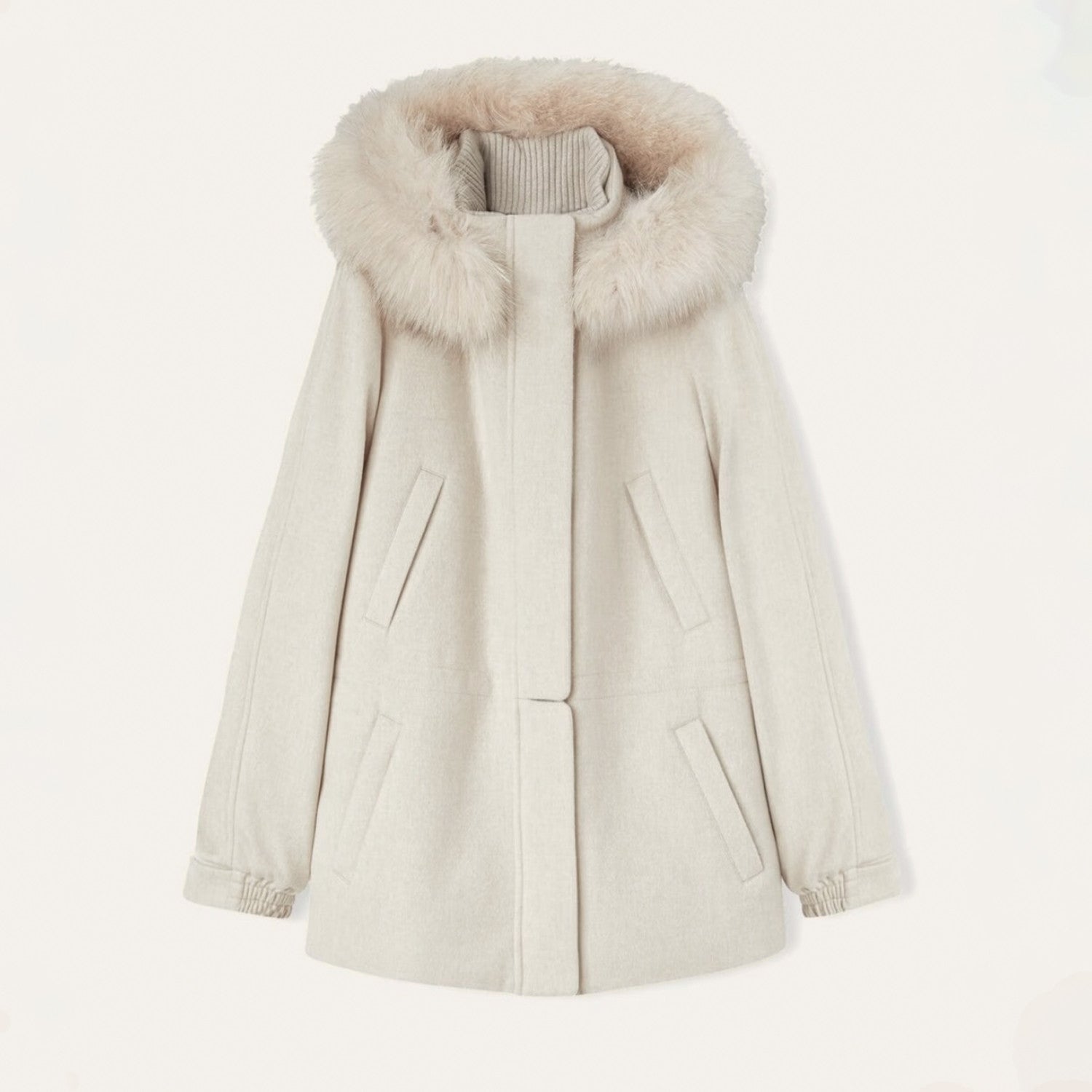 Loro Piana Lcery Short Women's Ski Jacket Furry Collar Warm Fashion Long Sleeve Jacket Elegant Temperament Loose Casual Coat  Ngvp #2418