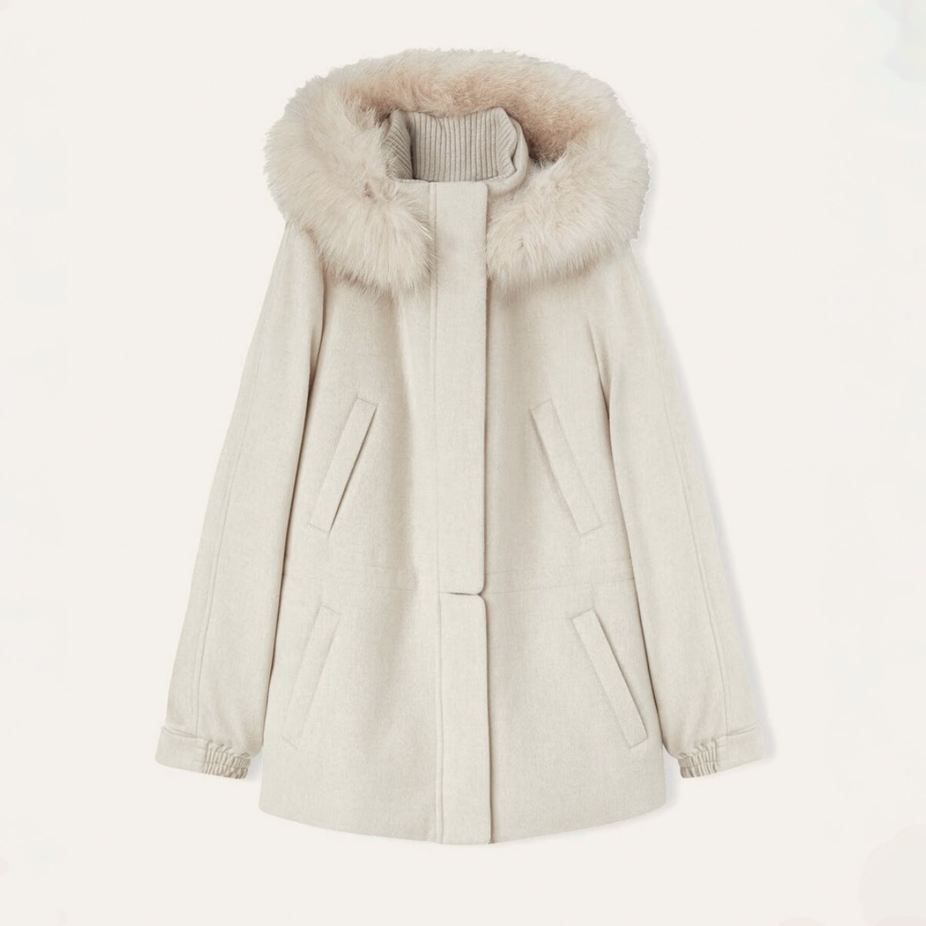 Loro Piana Lcery Short Women's Ski Jacket Furry Collar Warm Fashion Long Sleeve Jacket Elegant Temperament Loose Casual Coat  Ngvp #2418
