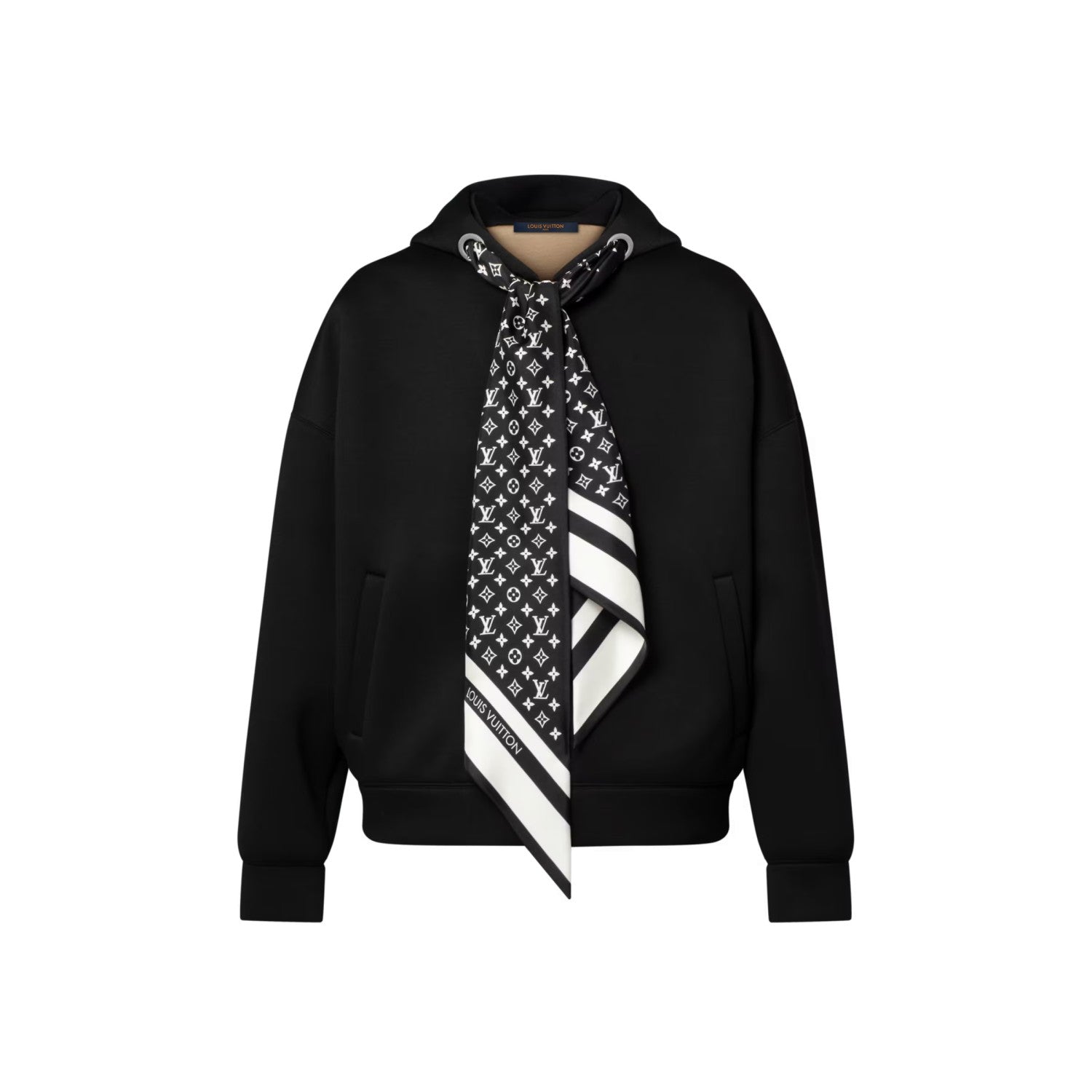 Louis Vuitton MONOGRAM Women's Fall/Winter Fashion Casual Silk Scarf Zipper Hooded Long Sleeve Sweatshirt with Mini Flared Casual Skirt Suit Set #78752