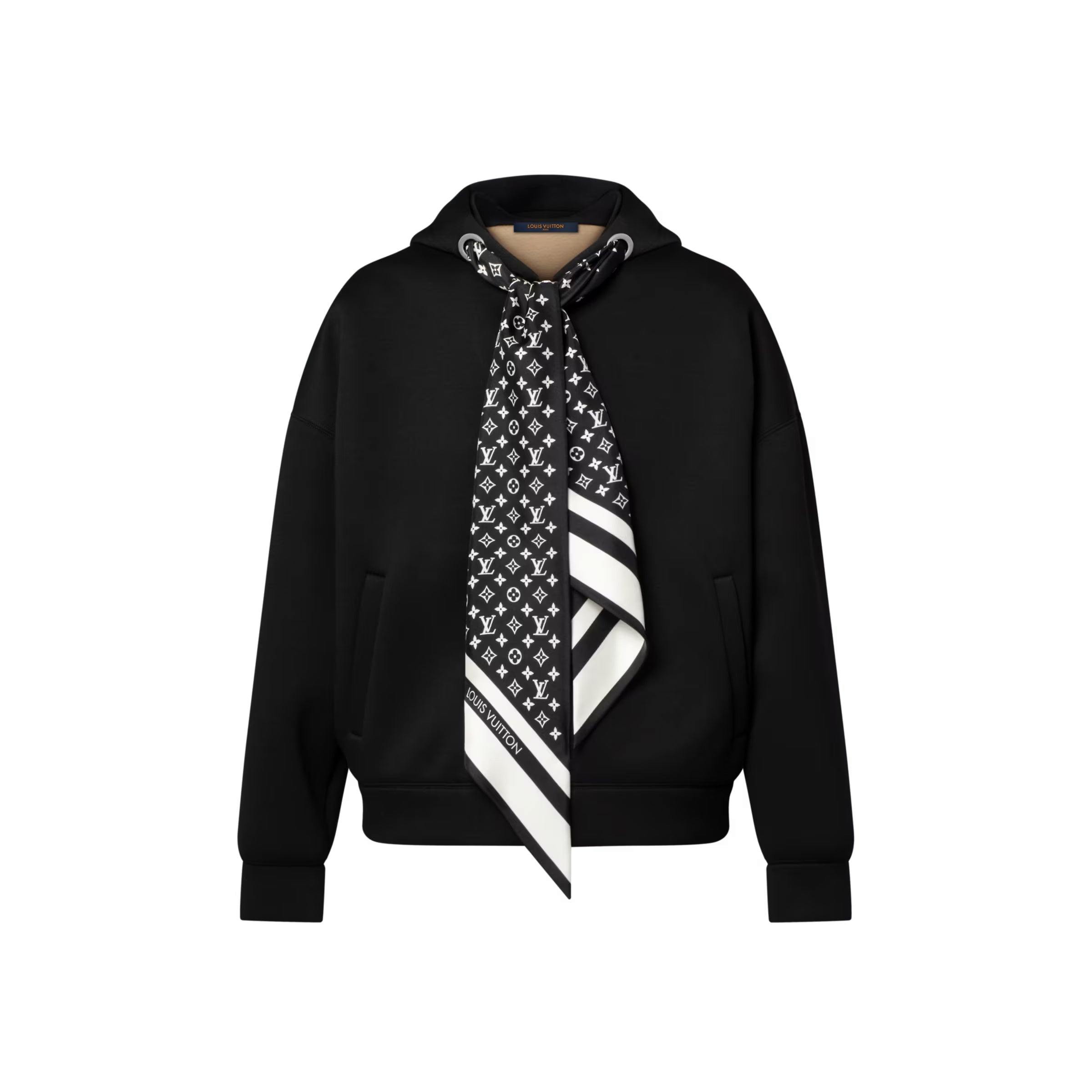 Louis Vuitton MONOGRAM Women's Fall/Winter Fashion Casual Silk Scarf Zipper Hooded Long Sleeve Sweatshirt with Mini Flared Casual Skirt Suit Set #78752