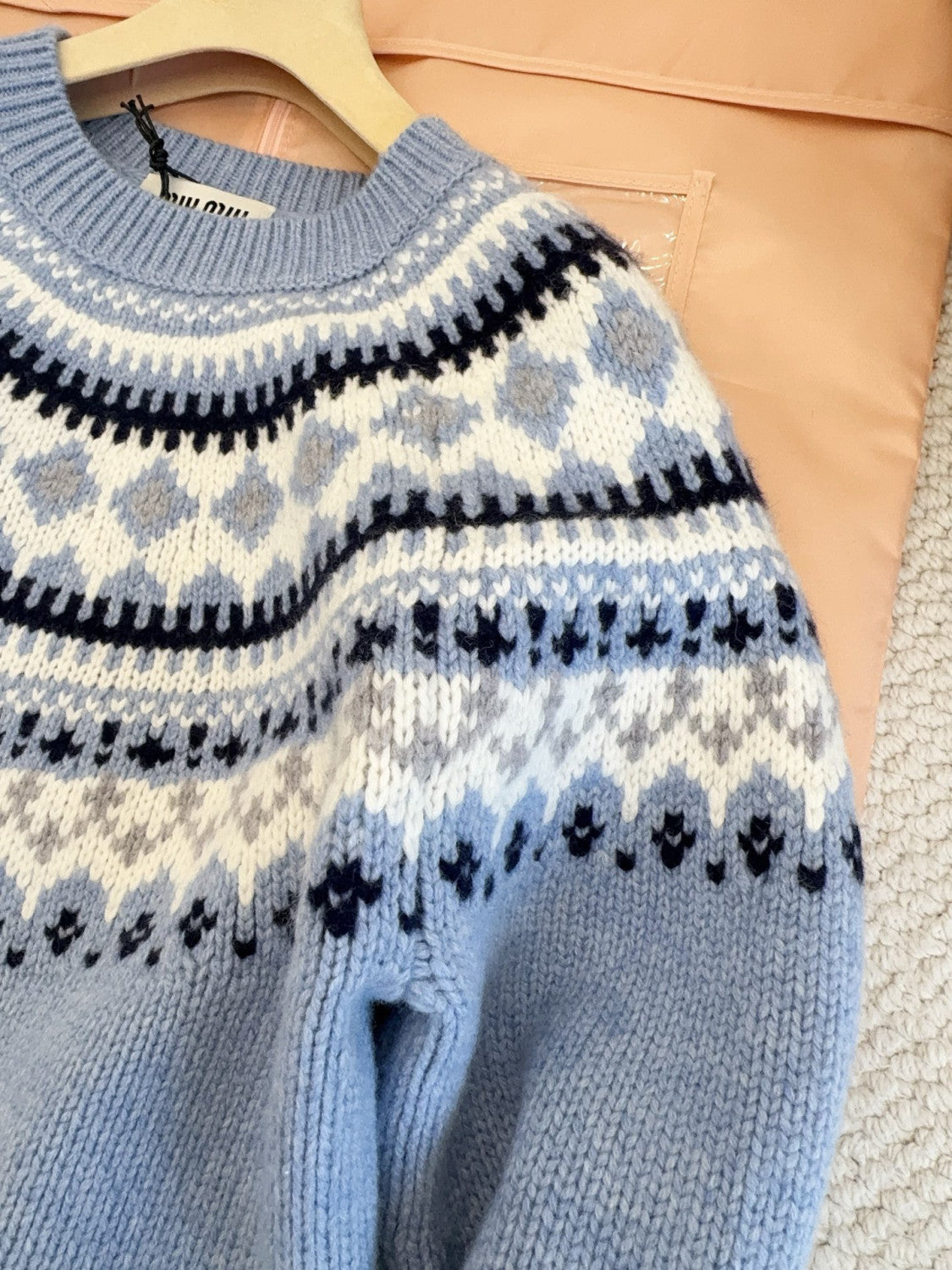 MiuMiu Wool Crochet Crew Neck Pullover Sweater #332159