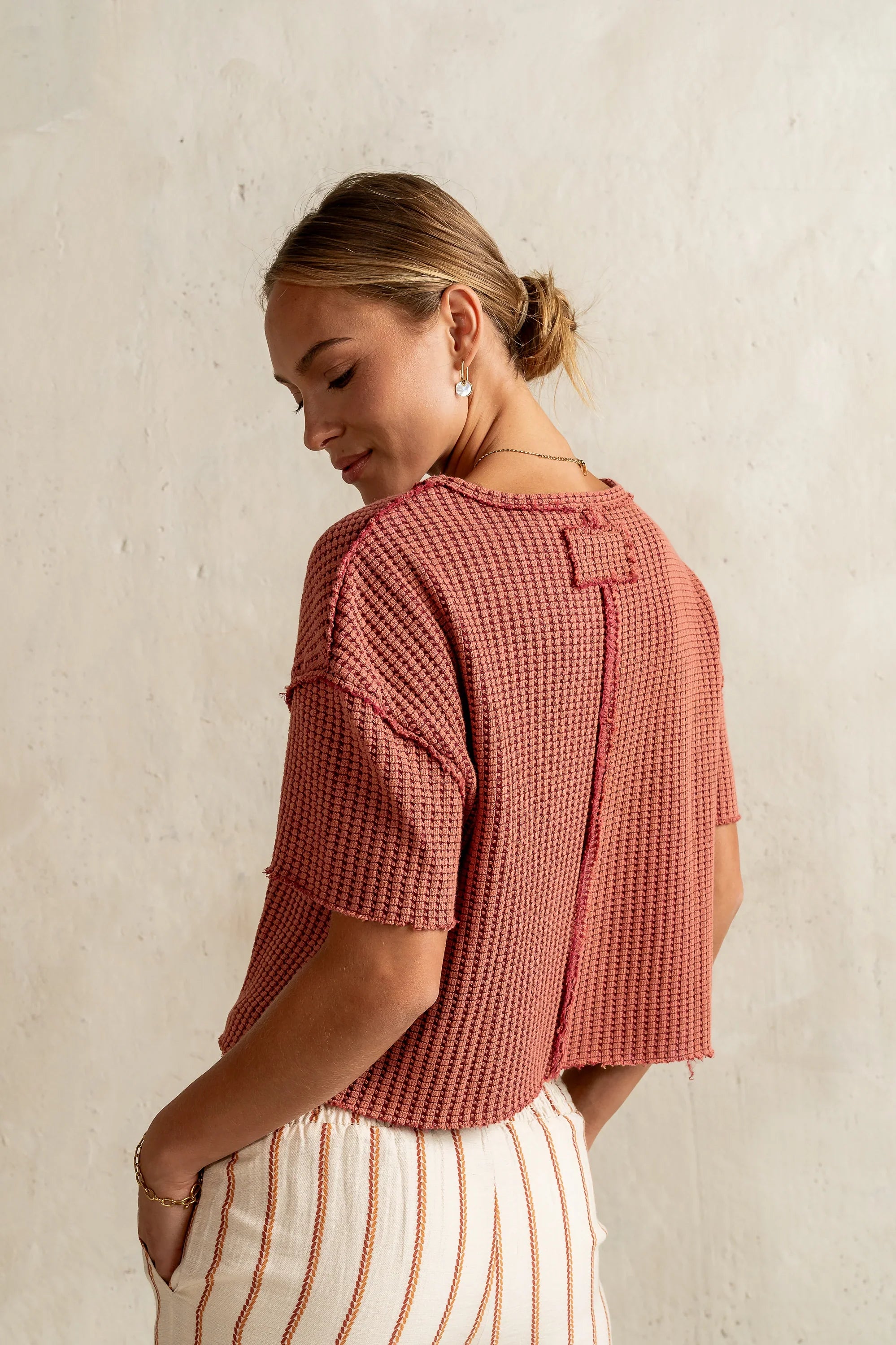 Amaya Knit Tee in Brick