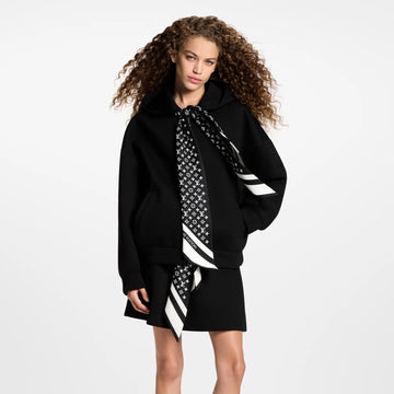 Louis Vuitton MONOGRAM Women's Fall/Winter Fashion Casual Silk Scarf Zipper Hooded Long Sleeve Sweatshirt with Mini Flared Casual Skirt Suit Set #78752