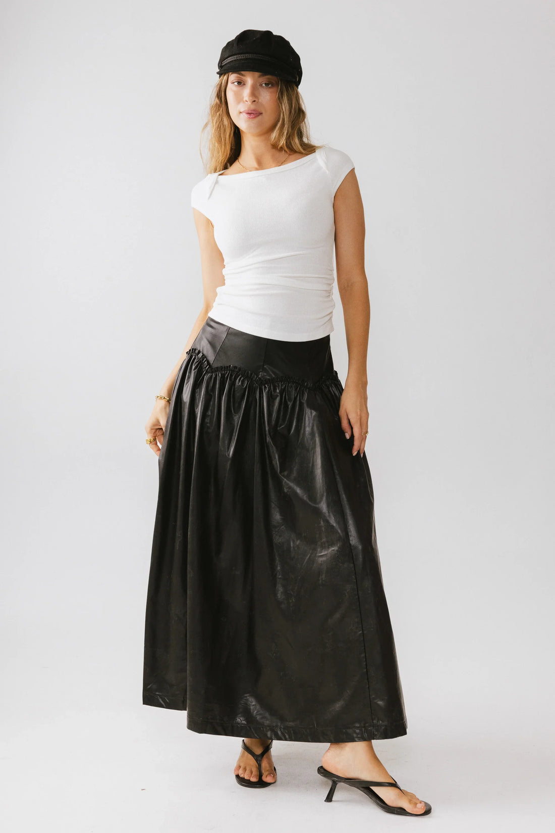 Leia Cap Sleeve Basic Top in Cream
