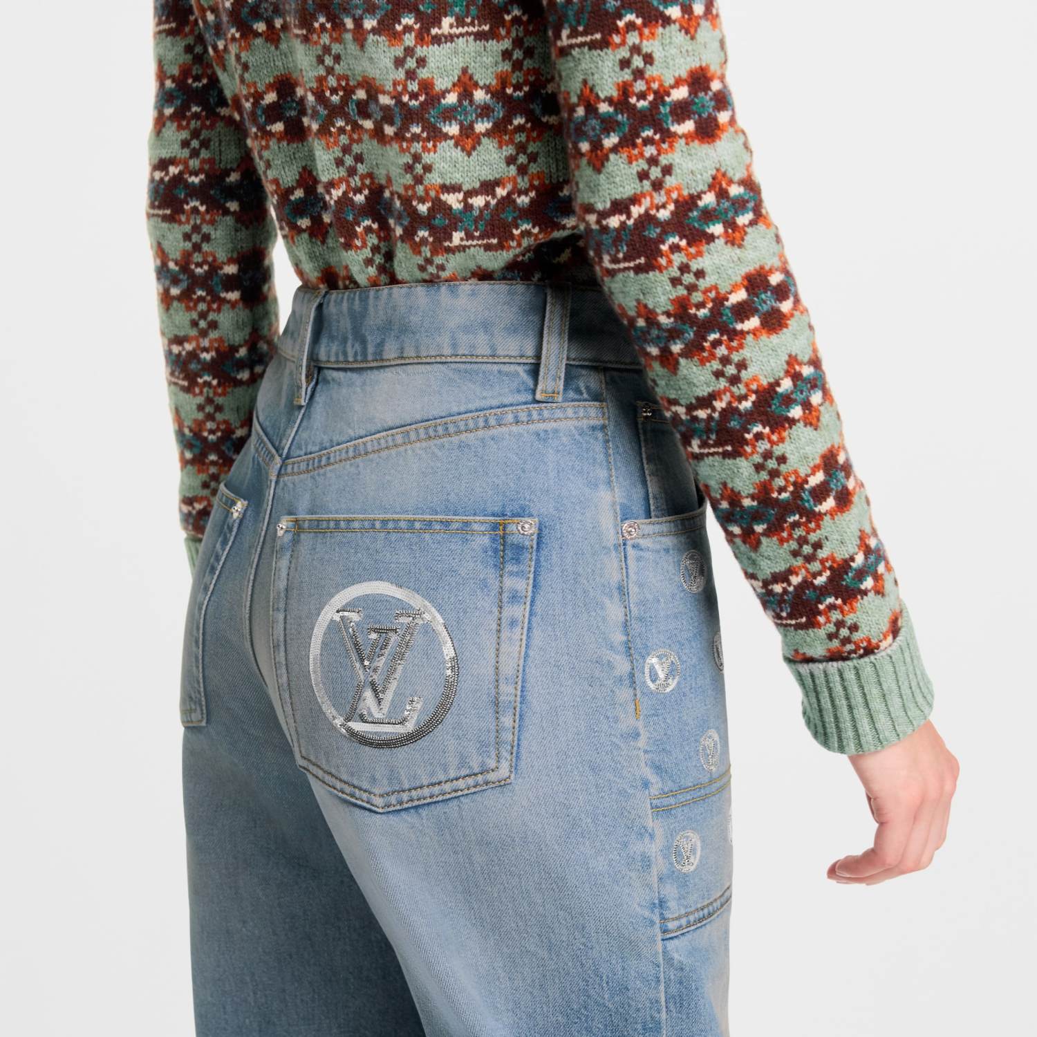 LOUIS VUITTON Signature Sequin Accent Flared Jeans #377460
