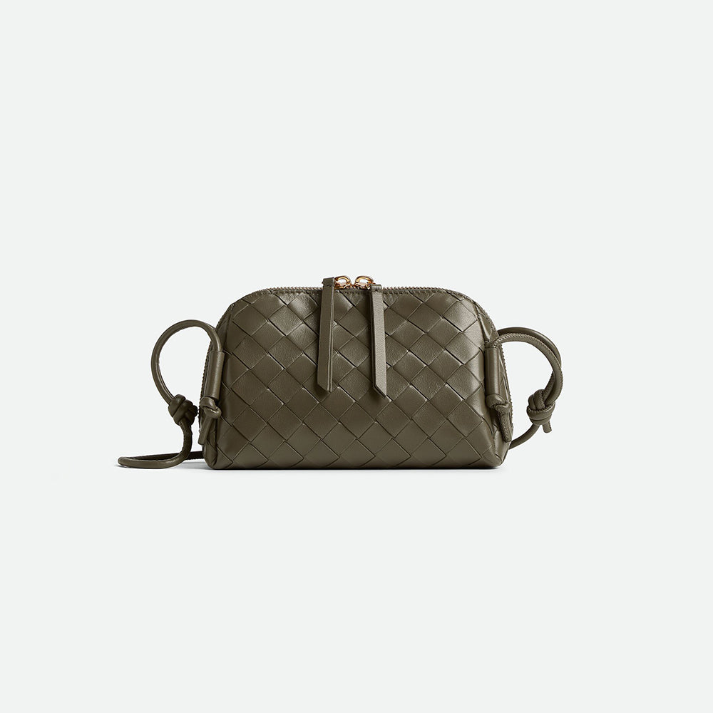 Bottega Veneta Women's Concert Intrecciato Weave Adjustable Tubular Shoulder Strap Sliding Knotted Sheepskin Clutch #332754