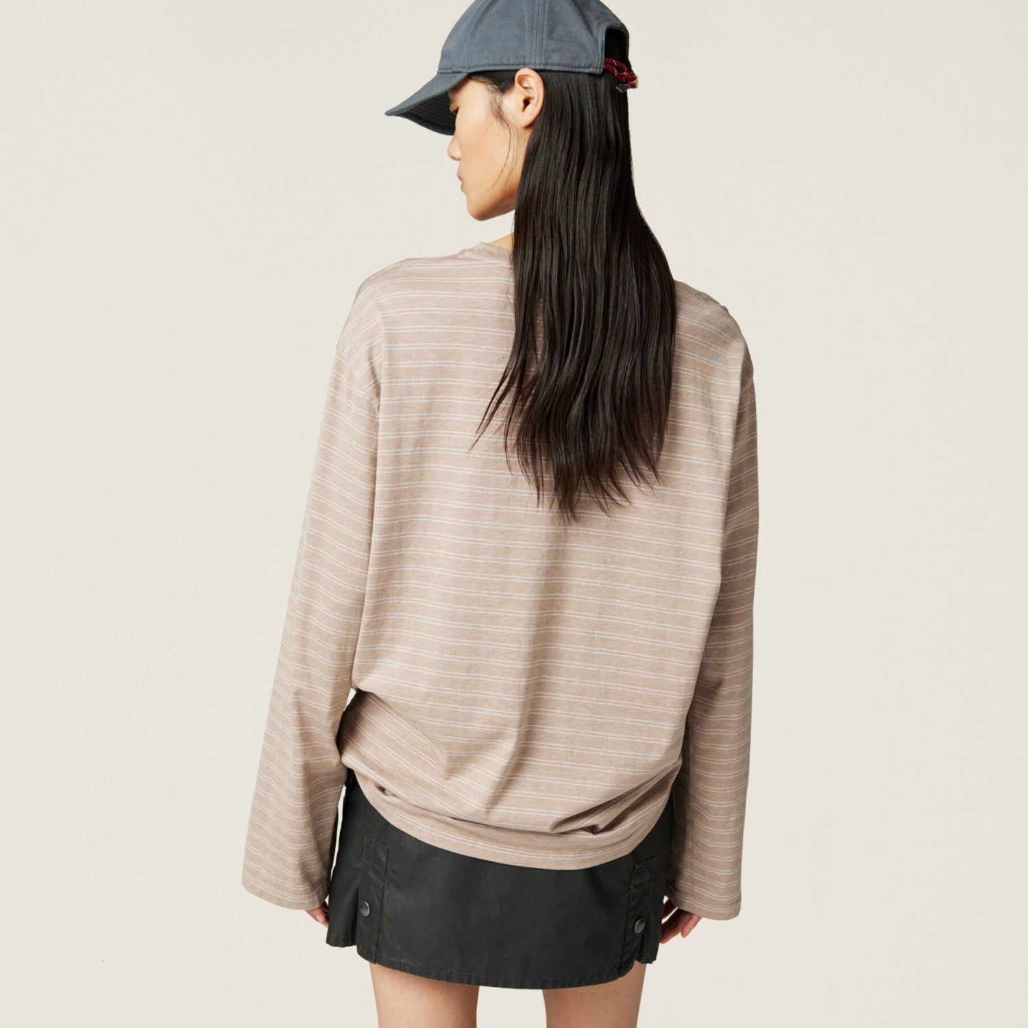MiuMiu Women's Spring/Autumn Fashion Casual Cotton Plain Weave Knitted Striped Drop Shoulder Sleeve Round Neck Long Sleeve T-Shirt Top #78299
