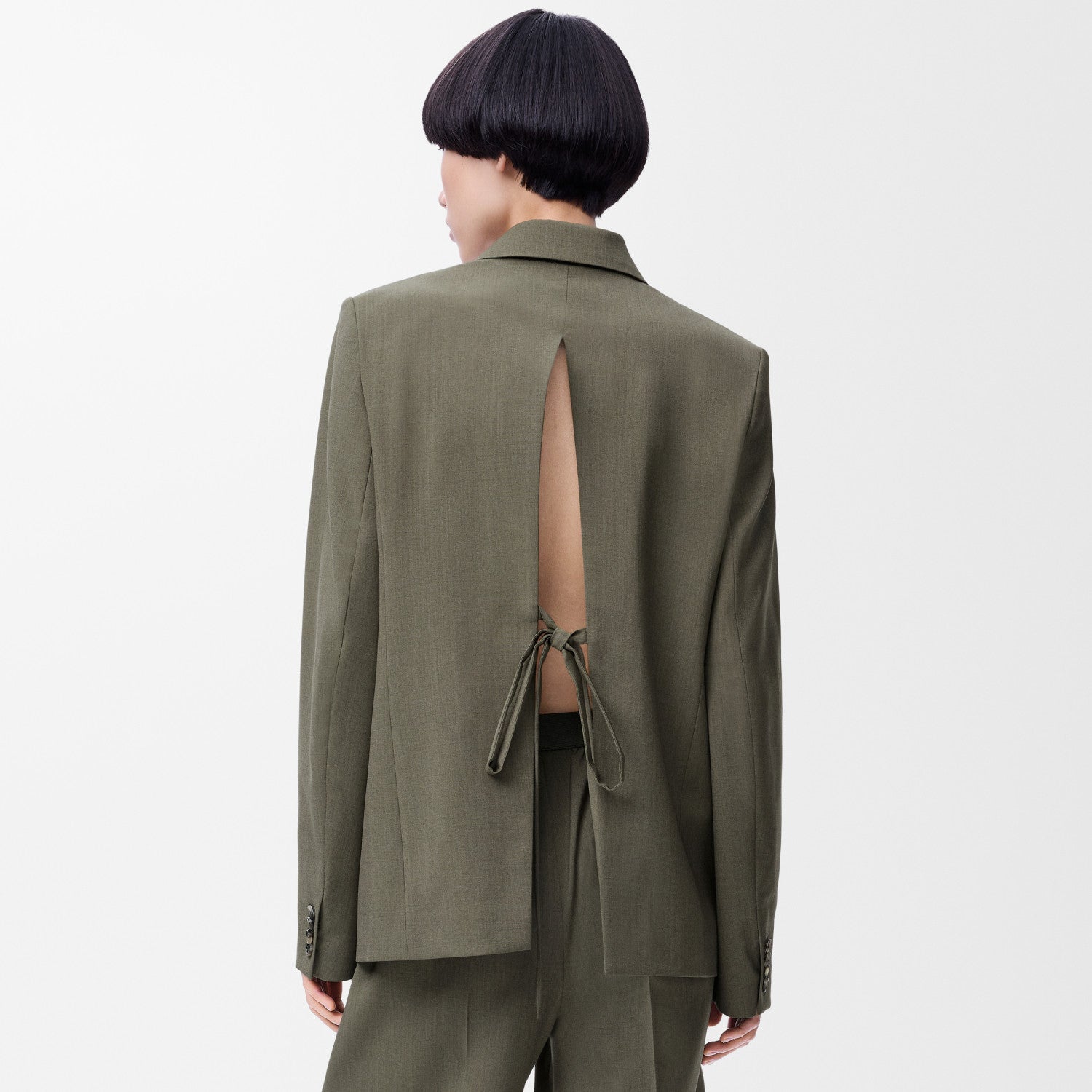 Loewe Women's Spring/Fall Fashion Classic Business Premium Solid Color V-Neck Single Button Long Sleeve Blazer Fashion Classic Solid Color Elastic Waistband Business Premium Suit Pants Pants Suit Set #78992