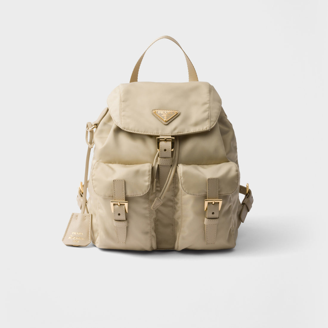 Prada Re-Edition Men's and Women's Fashion Casual Solid Color Flip-Top Backpack with Enameled Triangular Metal Logo and Drawstring Closure Backpack/Tote Bag Bags 1BZ677_RV44_F0632_V_OOM #78681