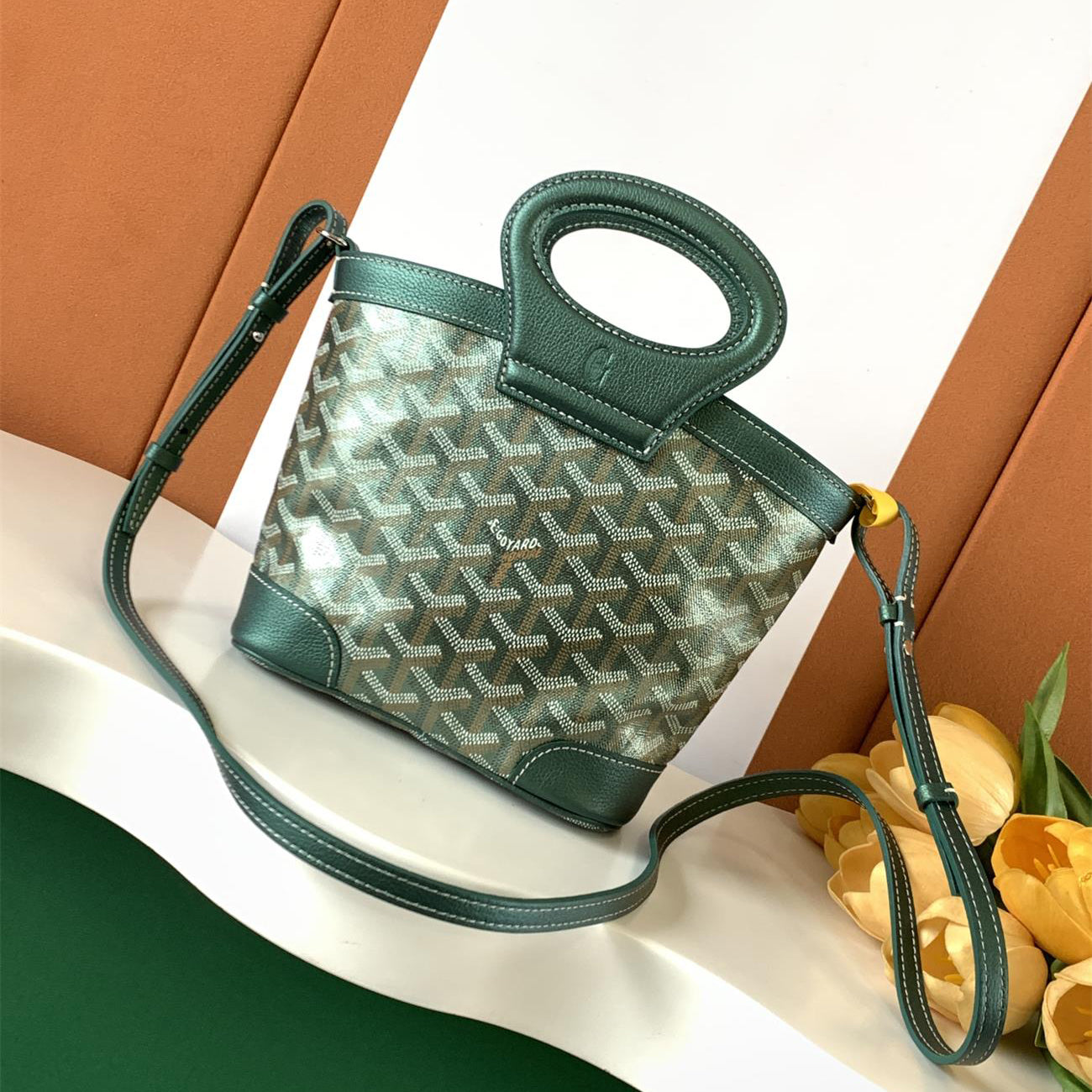 GOYARD Beluga Women's Y-shaped Floral Print Adjustable Detachable Shoulder Strap Canvas And Calfskin Shoulder Mini Bag Crossbody Handbag Bags #77441