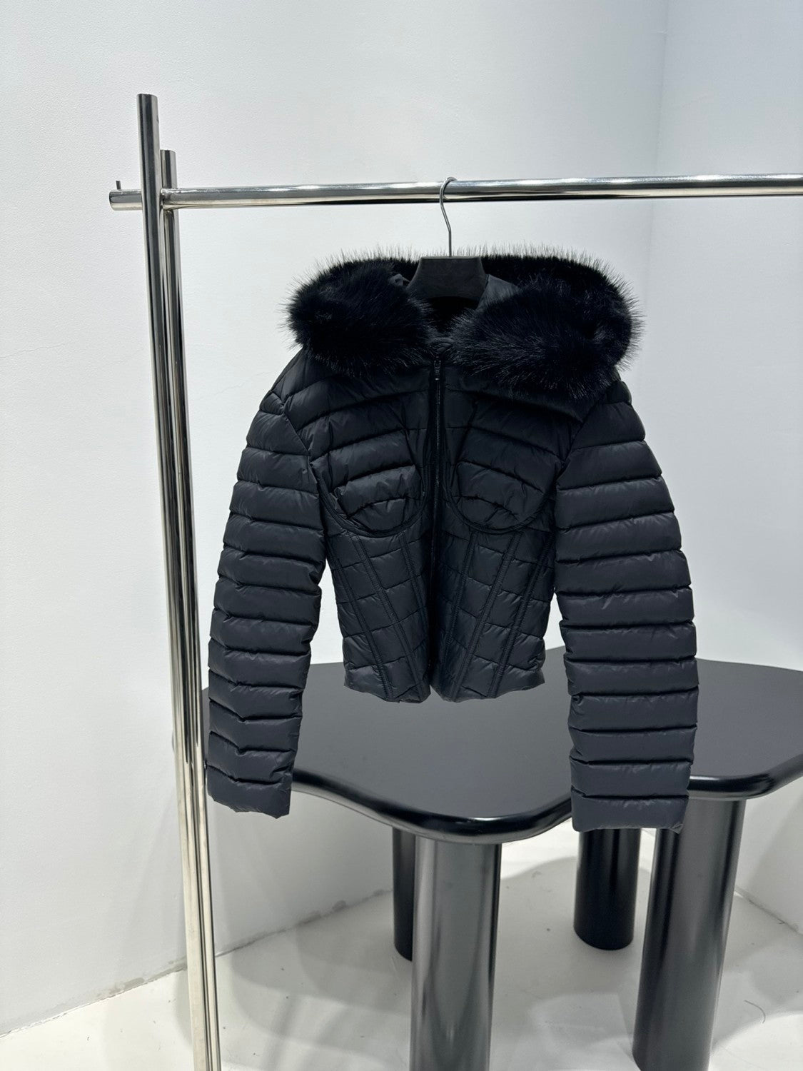 Balenciaga Women's Hooded Corseted Puffer Black #333731
