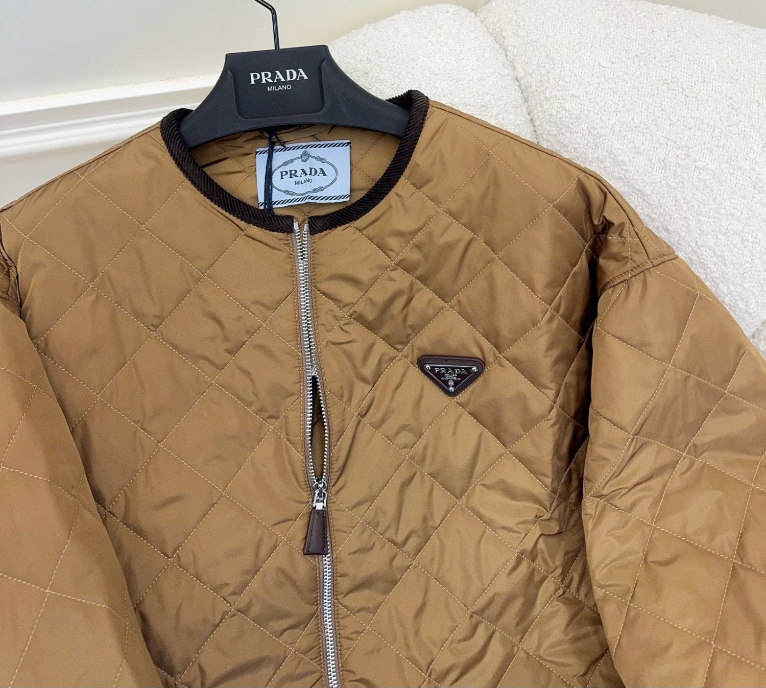 Prada Cork Beige Quilted Light Re-nylon Jacket #326852
