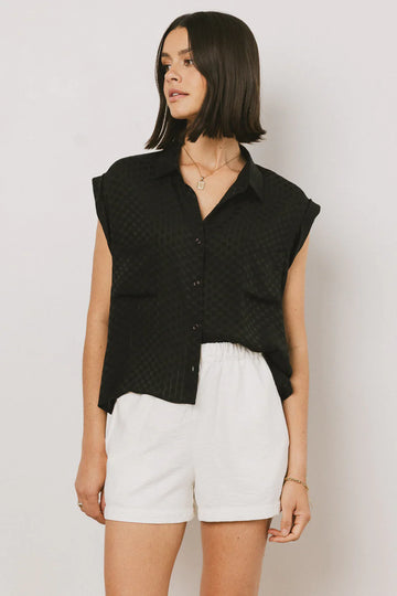 Luka Checkered Button Up in Black