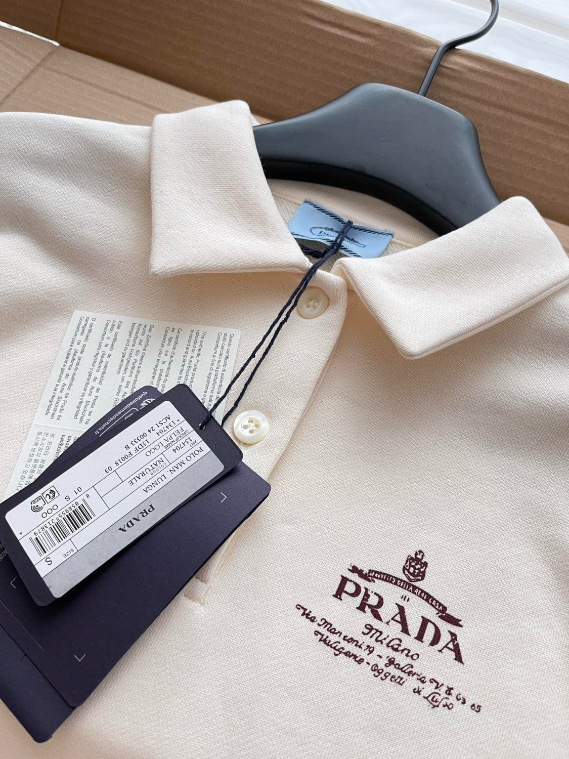 Prada Cotton Fleece Polo Shirt Women's Fall And Winter White Lapel Long Sleeve Sweatshirt Pullover Logo T-shirt #81542