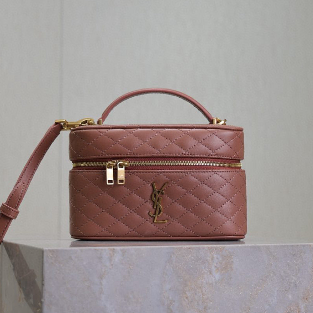 SAINT LAURENT GABY VANITY BAG Ladies Solid Color Detachable Adjustable Shoulder Strap Lambskin Shoulder Handbag Cosmetic Bag #76574