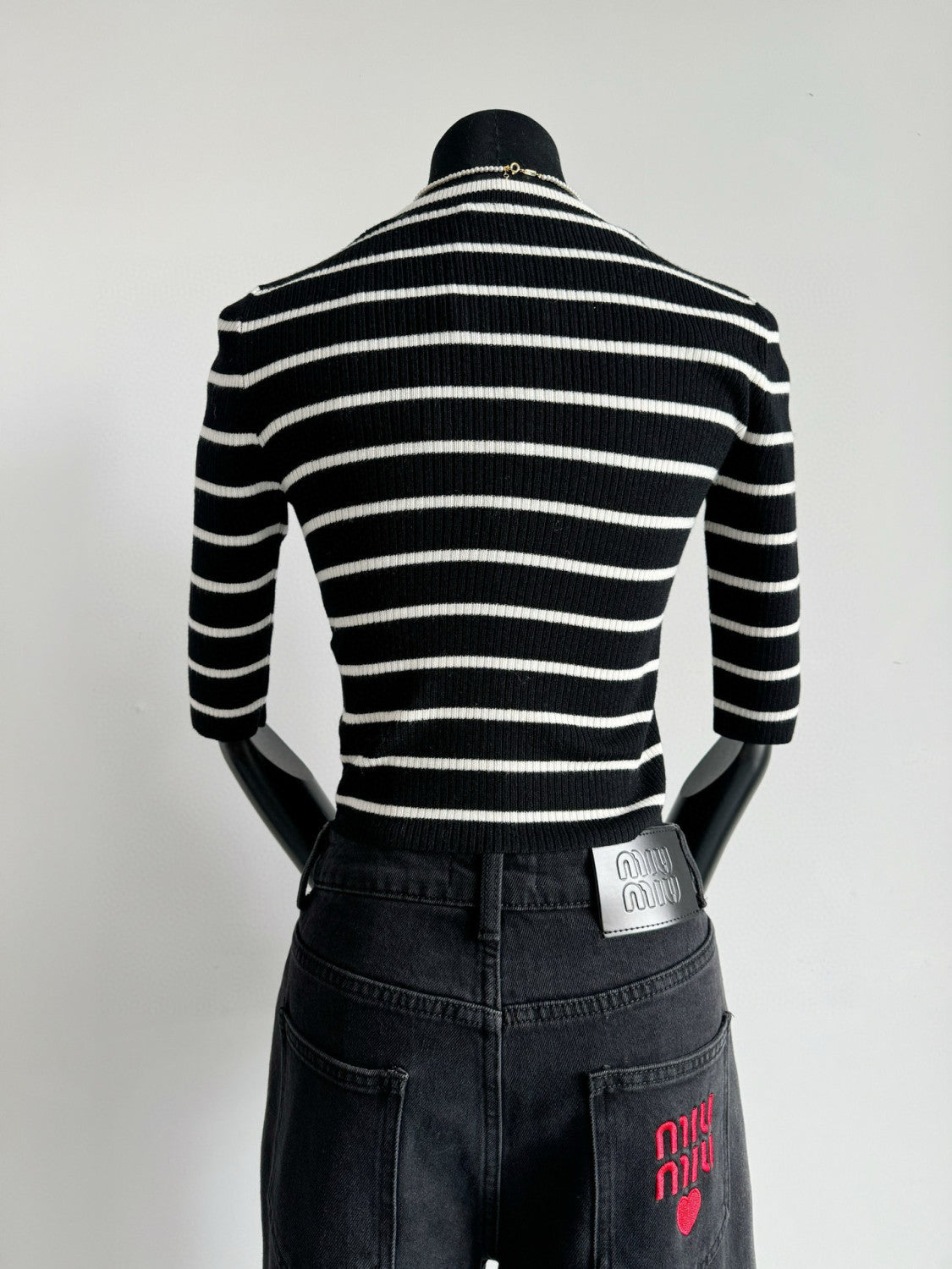 Prada Women's Autumn/Winter Fashion Casual Striped Color-Block Logo Letter Round Neck Wool Knit Sweater #78375