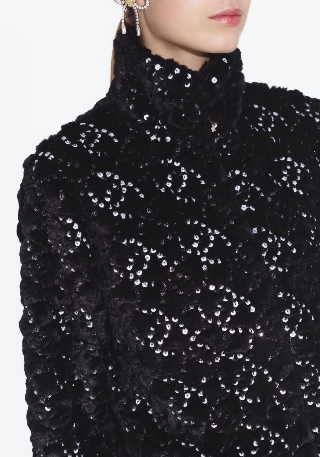 Chanel Jacket Mixed Fibers Sequins Black #334700