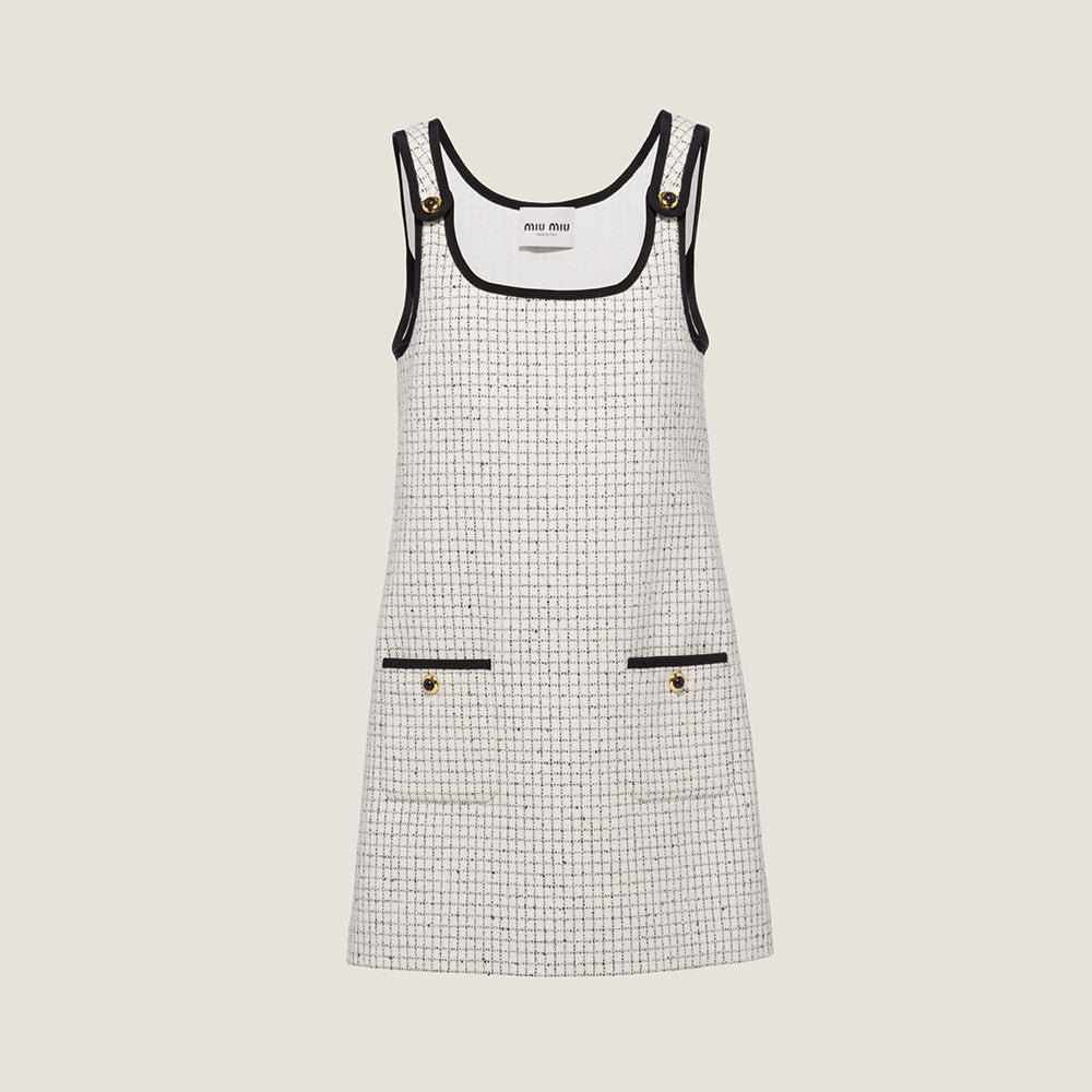 MiuMiu Short Plaid Dress White #335942