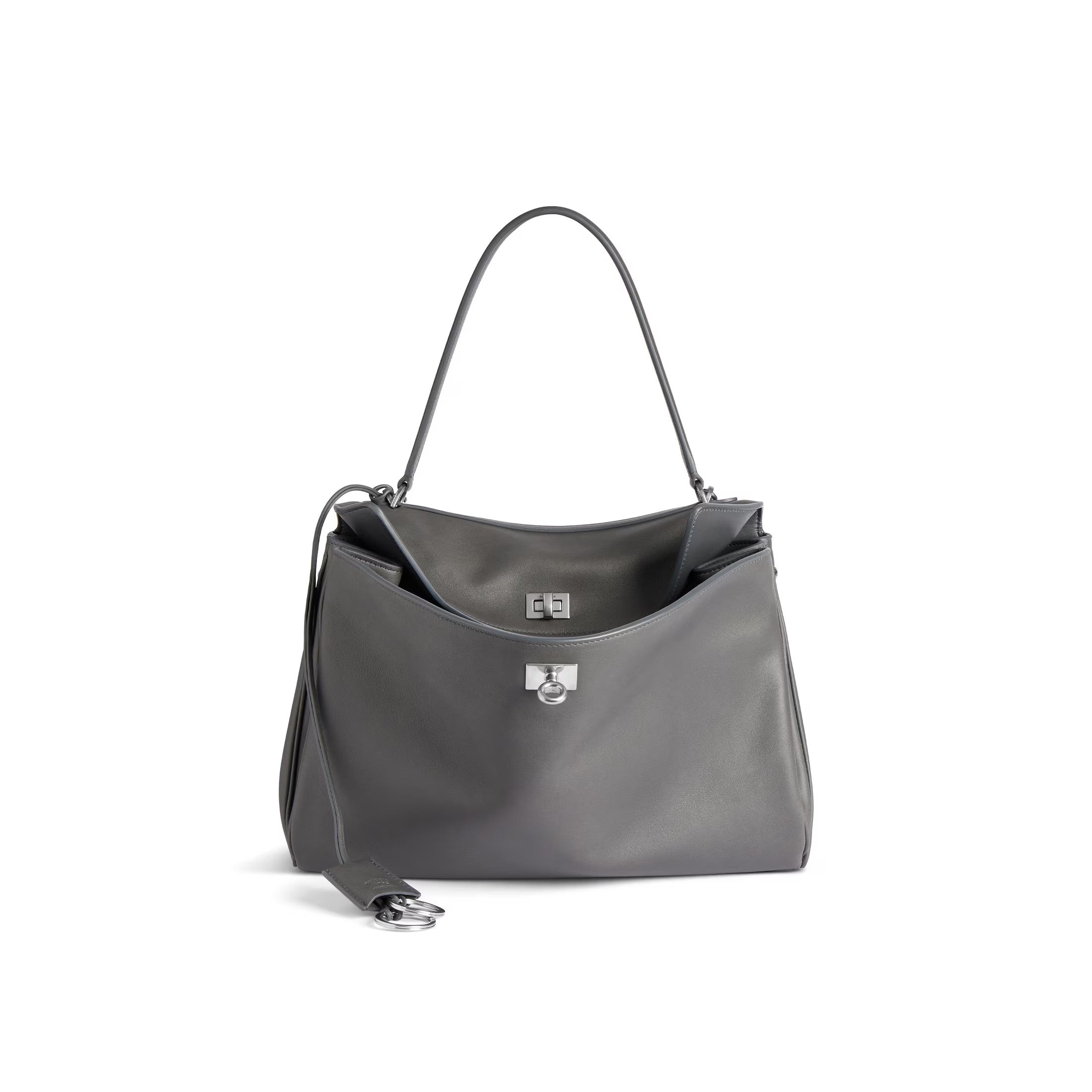 Balenciaga Women's Solid Color Large Capacity Rodeo Small Tote Casual Leather Silver Button Casual Shoulder Crossbody Bags Ngvp #9917