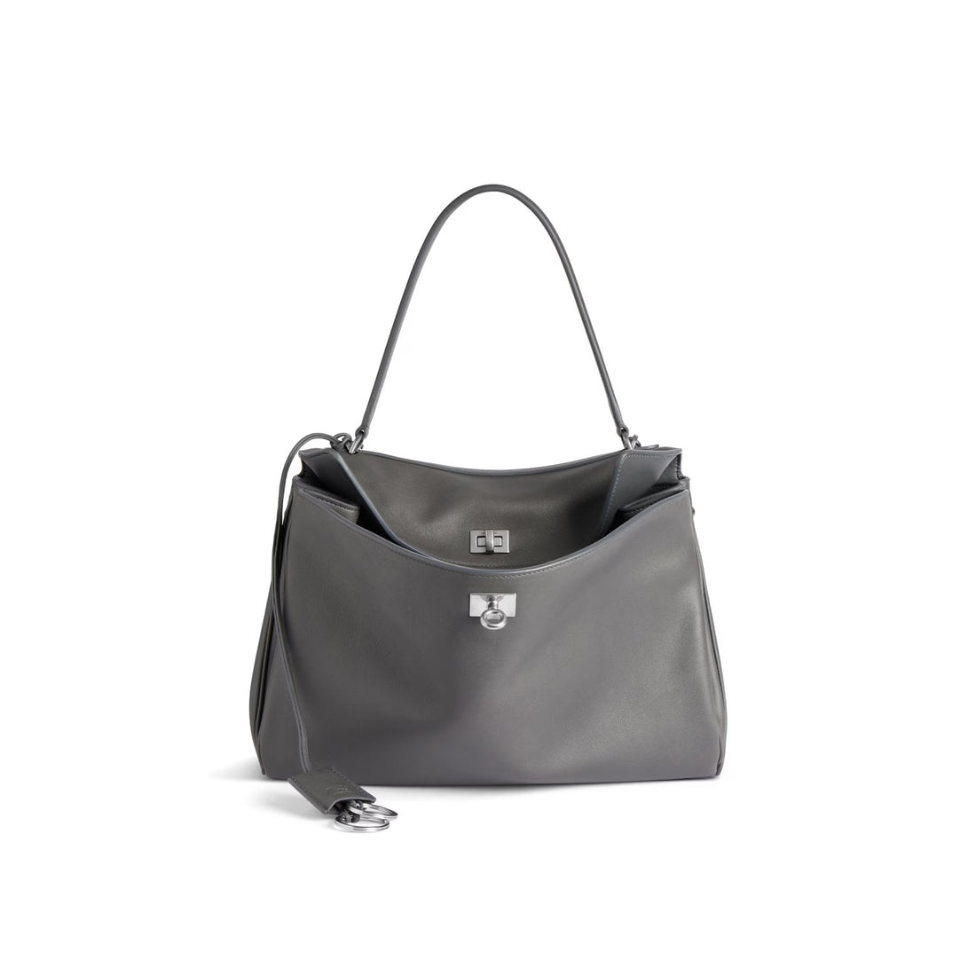 Balenciaga Women's Solid Color Large Capacity Rodeo Small Tote Casual Leather Silver Button Casual Shoulder Crossbody Bags Ngvp #9917