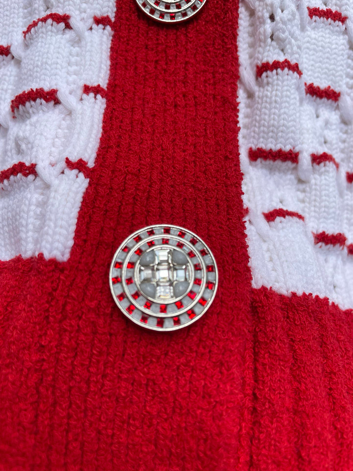 Chanel Women's Fall And Winter Red Striped V-neck Single-breasted Knitted Cardigan Elegant And Exquisite Fashion Casual Knitted Cardigan Jacket Ngvp #2646
