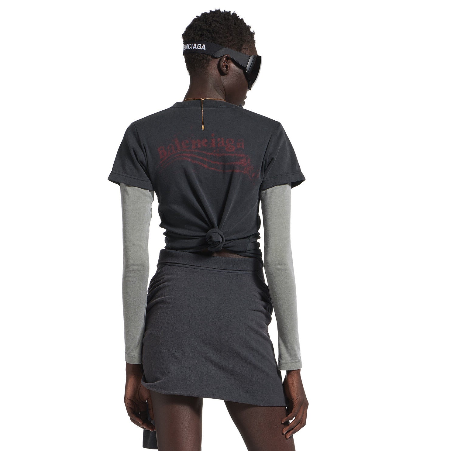 Balenciaga WASHED CRAYON POLITICAL Men's And Women's Spring/fall Casual Fashion Crewneck Pullover Retro Stretch Knit Fabric Slim Fit Short Sleeve T-shirt #79383