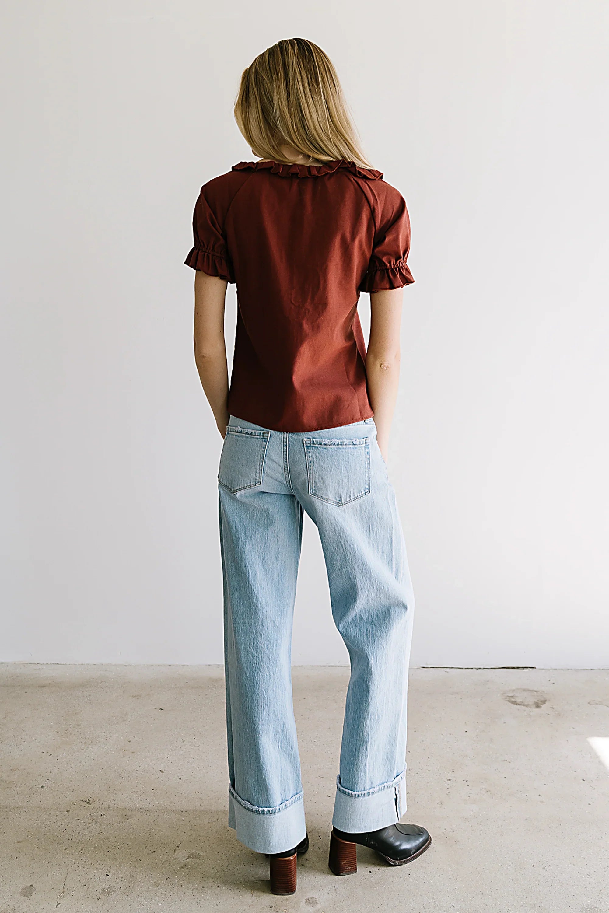 Connie Ruffle Blouse in Rust