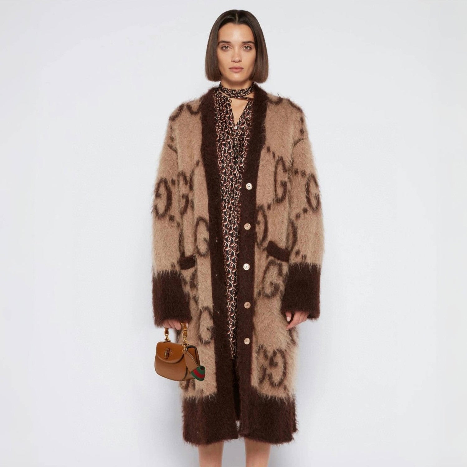Gucci Women's Fall And Winter Curry Double-sided Single-breasted Gg Knitted Cardigan Luxury Fashion Exquisite Trend Casual Jacket #81623
