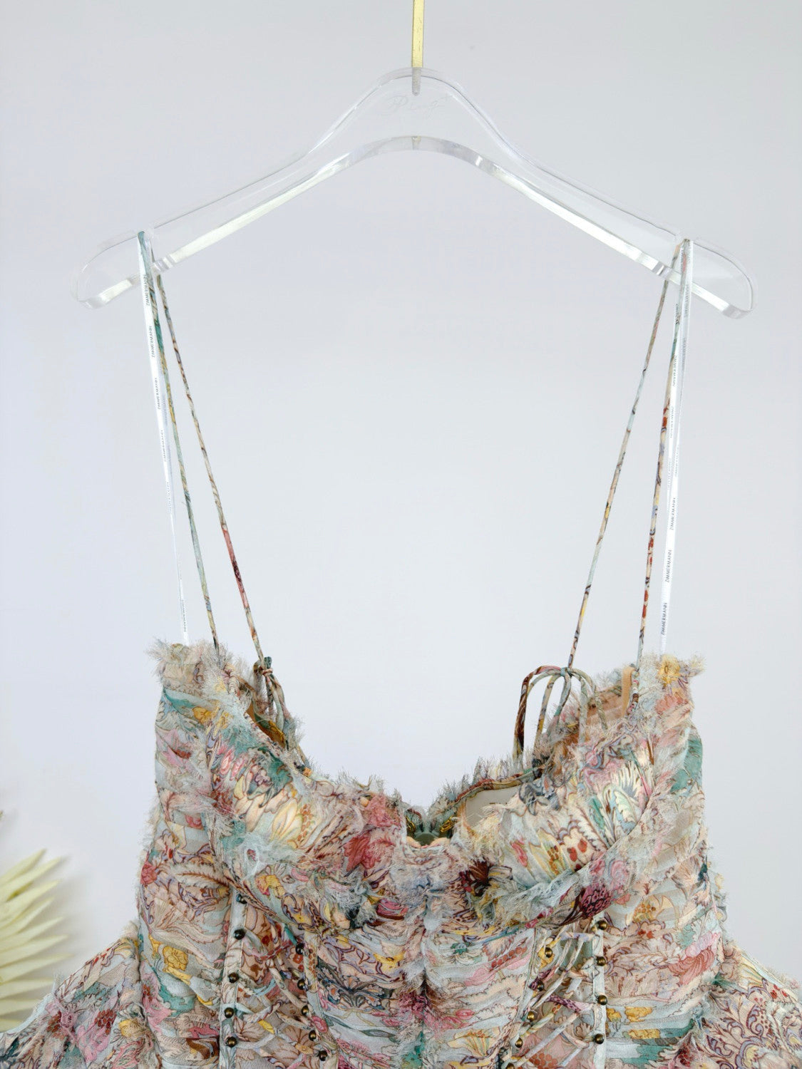Zimmermann Rebellion Frayed Mini Dress Mint Floral #336019